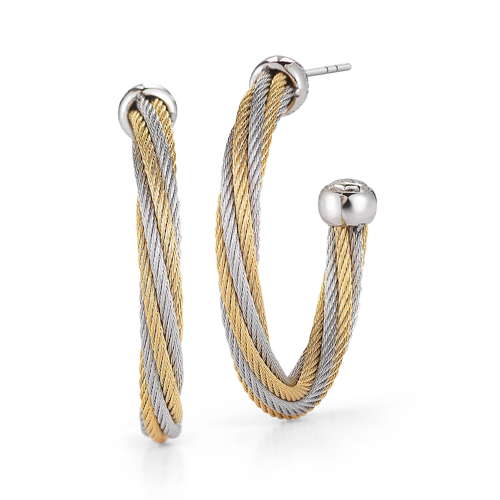 ALOR Twisted 1" Hoop Earrings