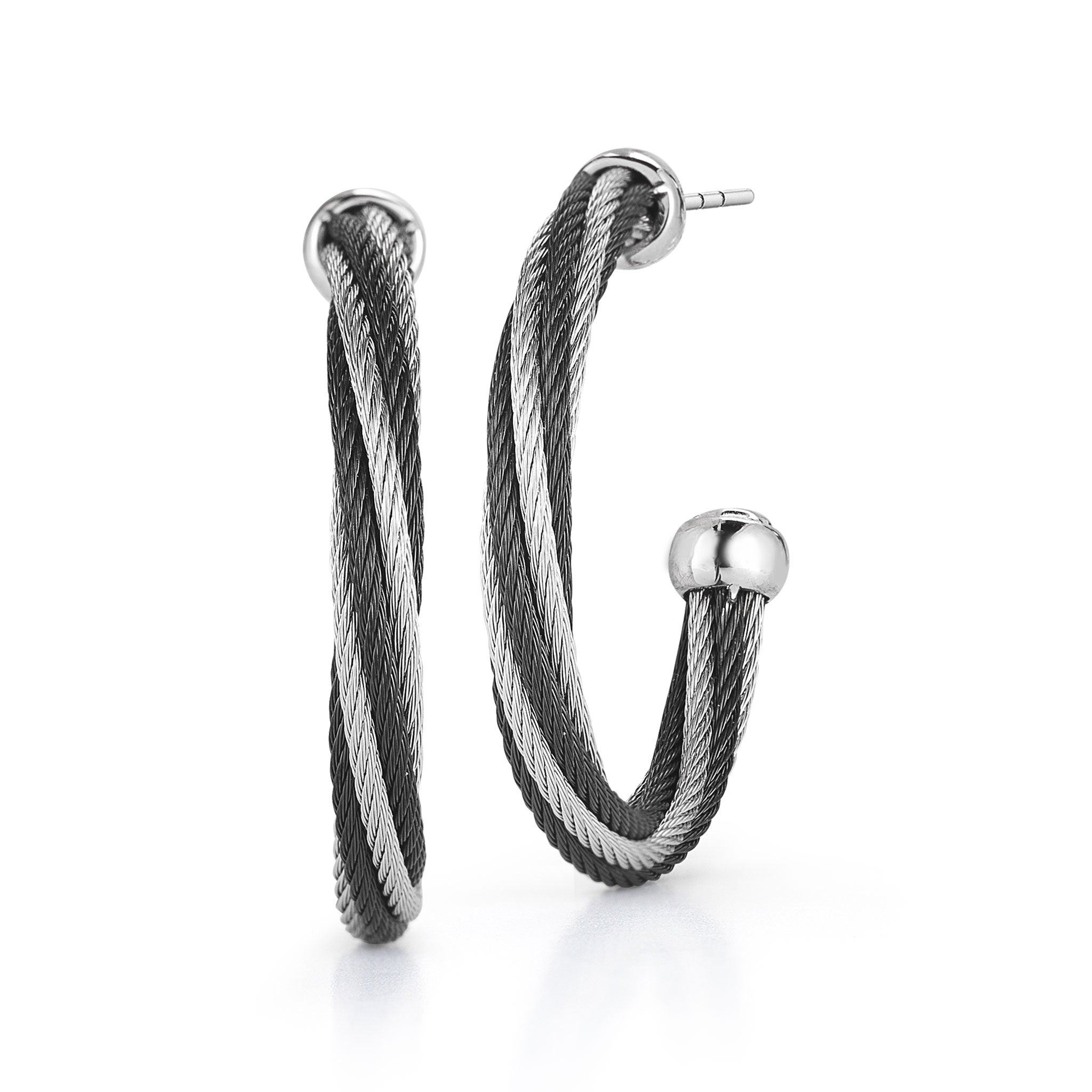 ALOR Twisted 1" Hoop Earrings