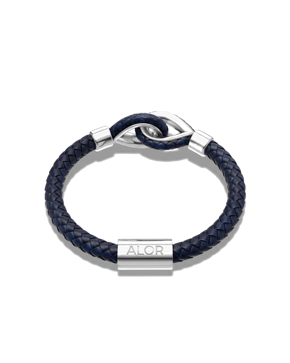 Grey Larme Braided Leather Bangle