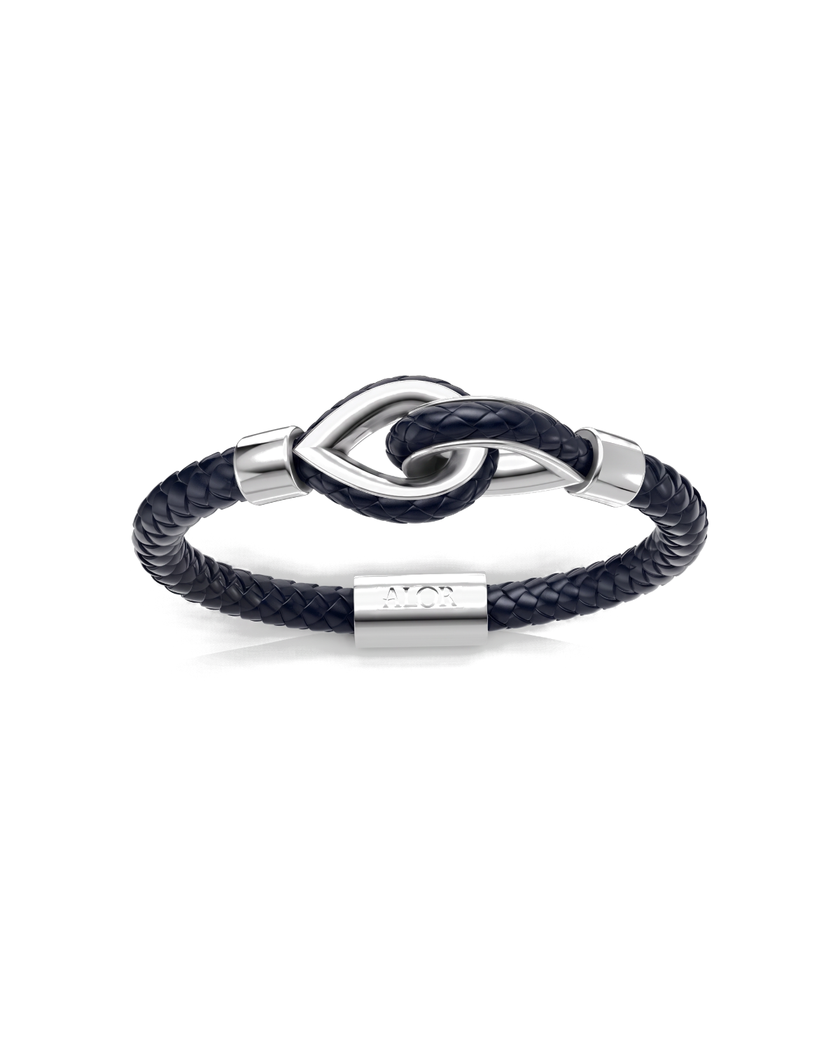 Grey Larme Braided Leather Bangle