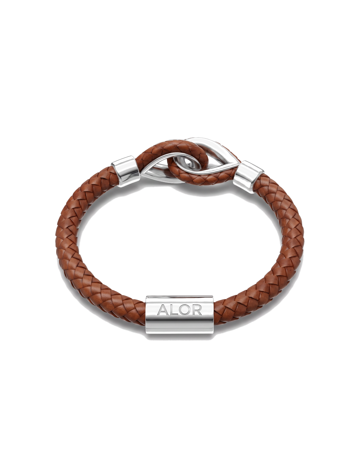 Grey Larme Braided Leather Bangle