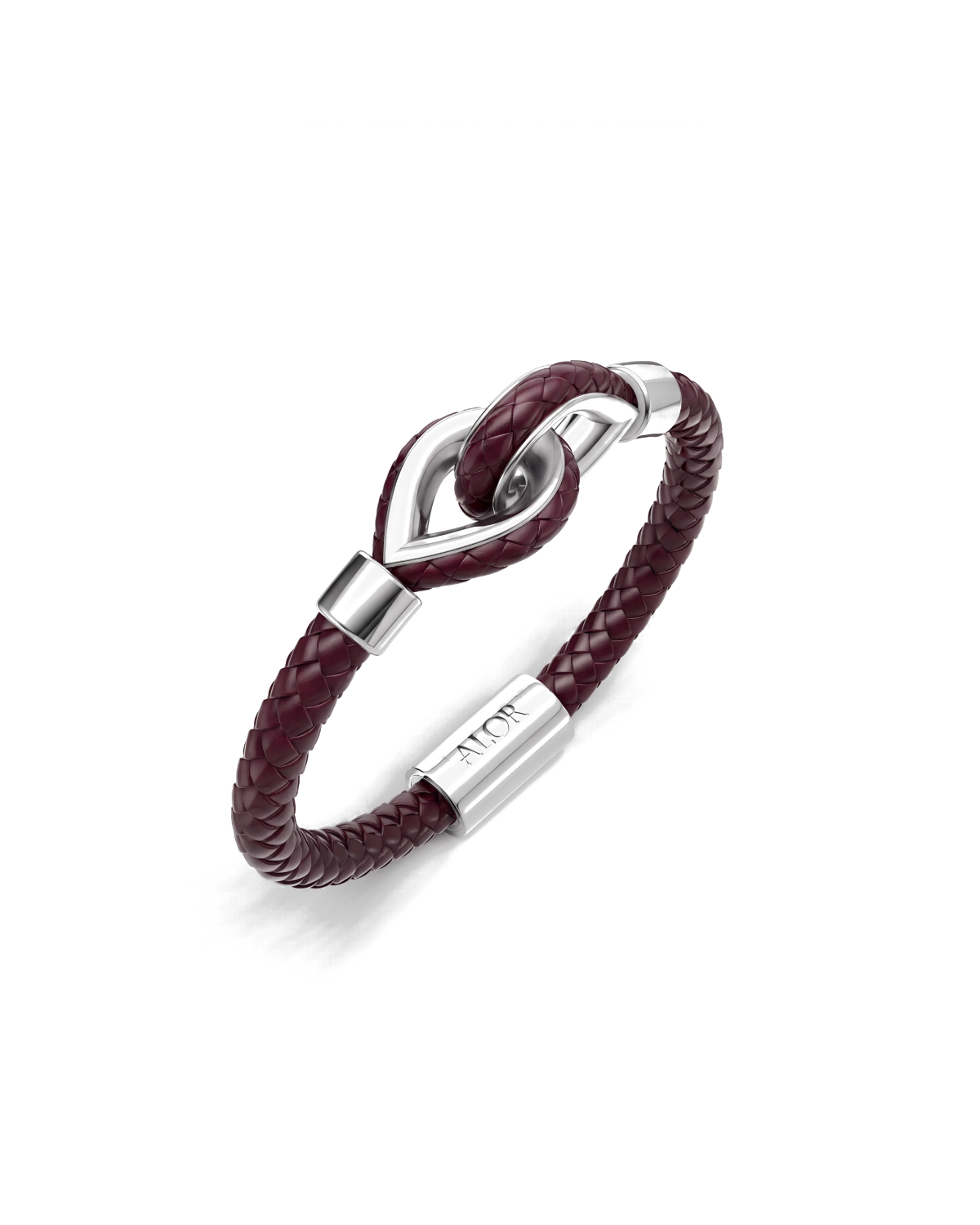 Grey Larme Braided Leather Bangle