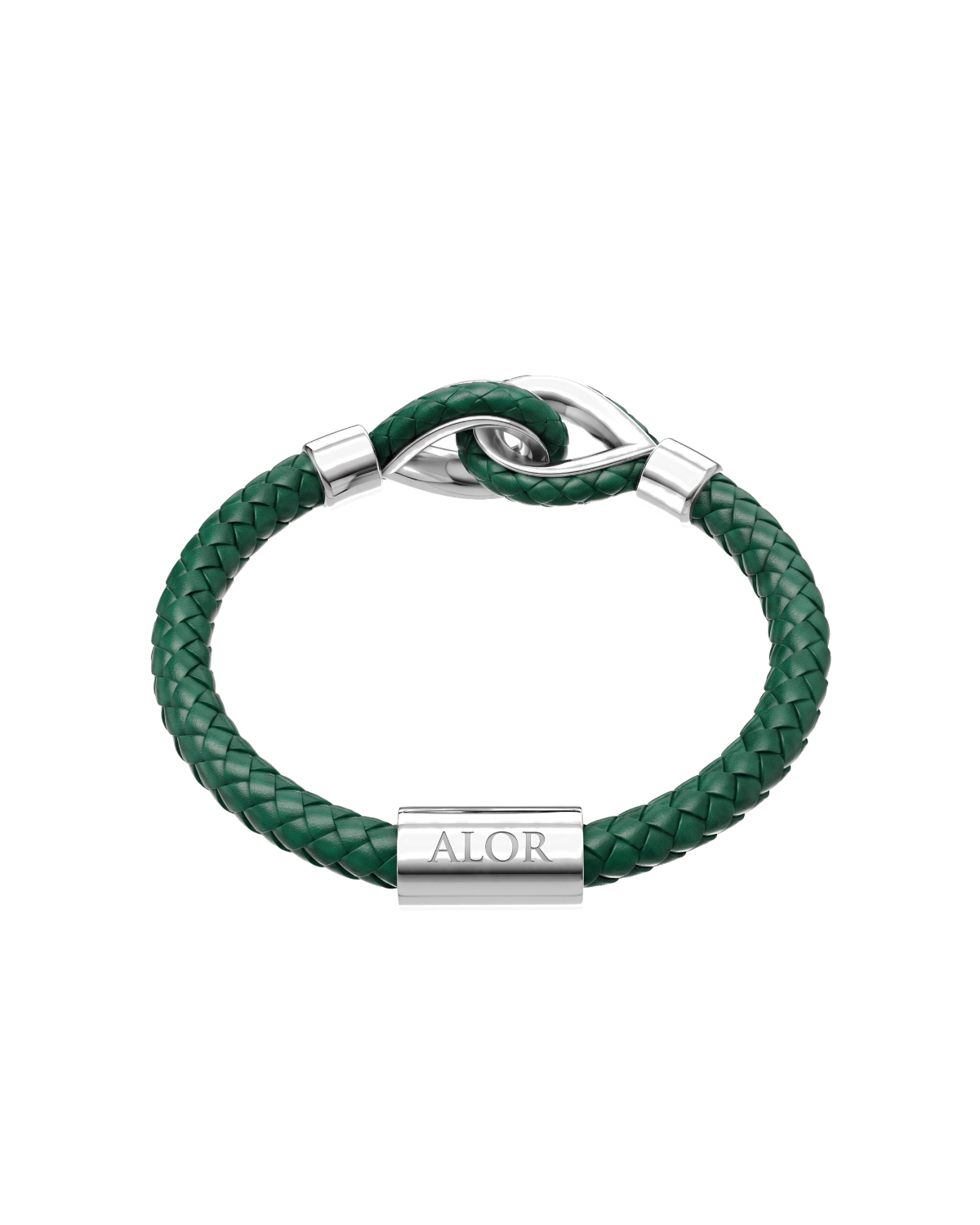 Grey Larme Braided Leather Bangle