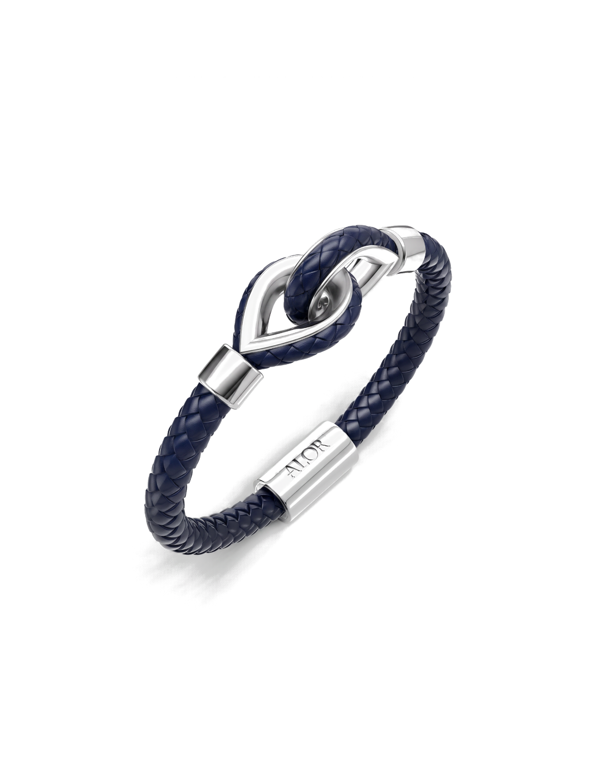 Grey Larme Braided Leather Bangle