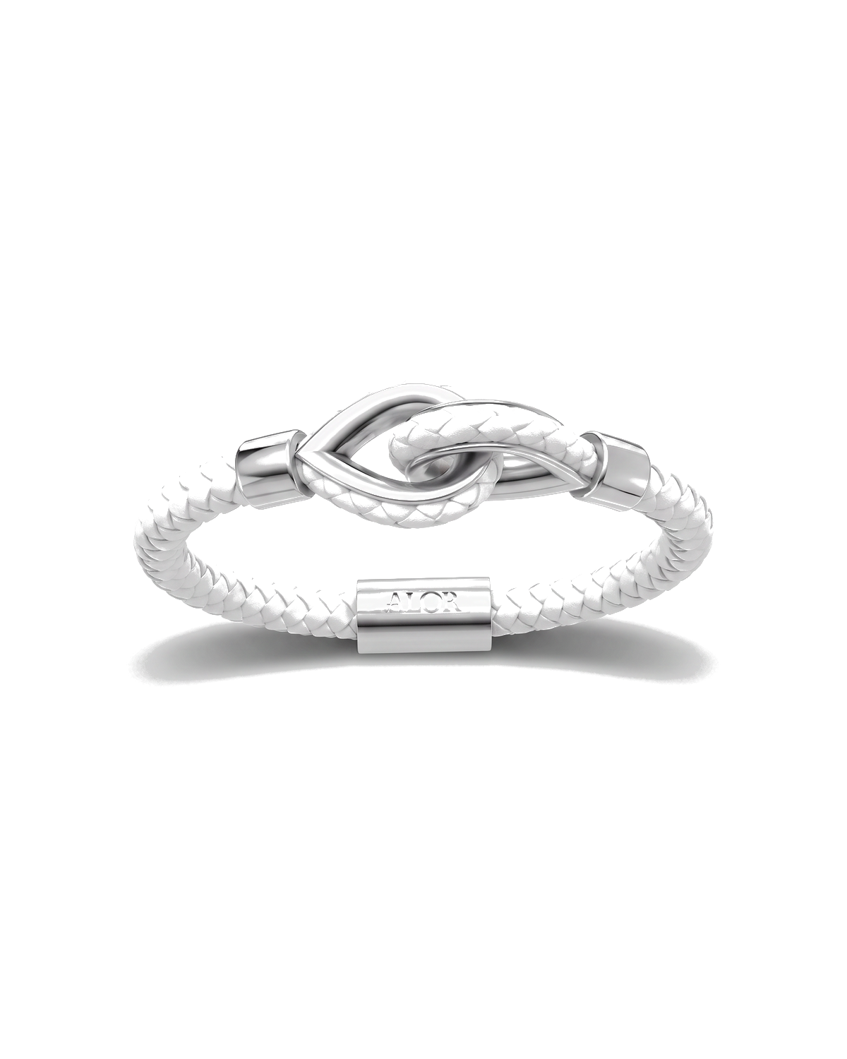 Grey Larme Braided Leather Bangle