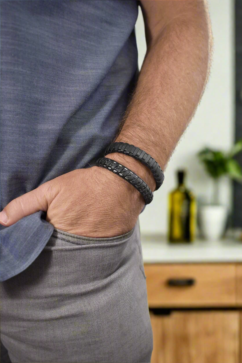 ALOR Men's Leather Wrapped Bracelet