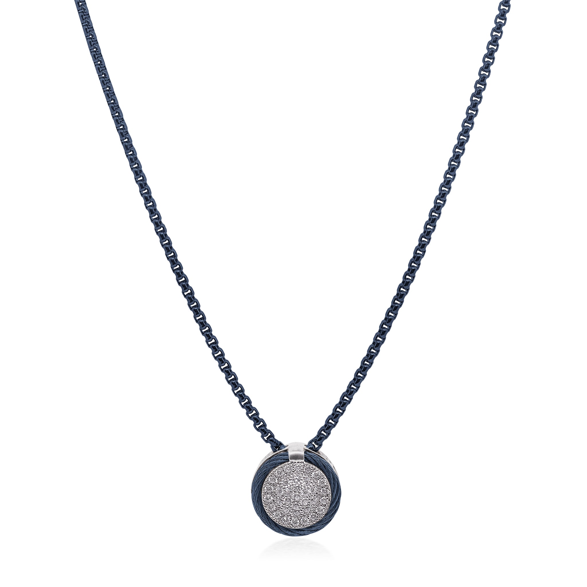 ALOR Round Pave Double Frame Necklace