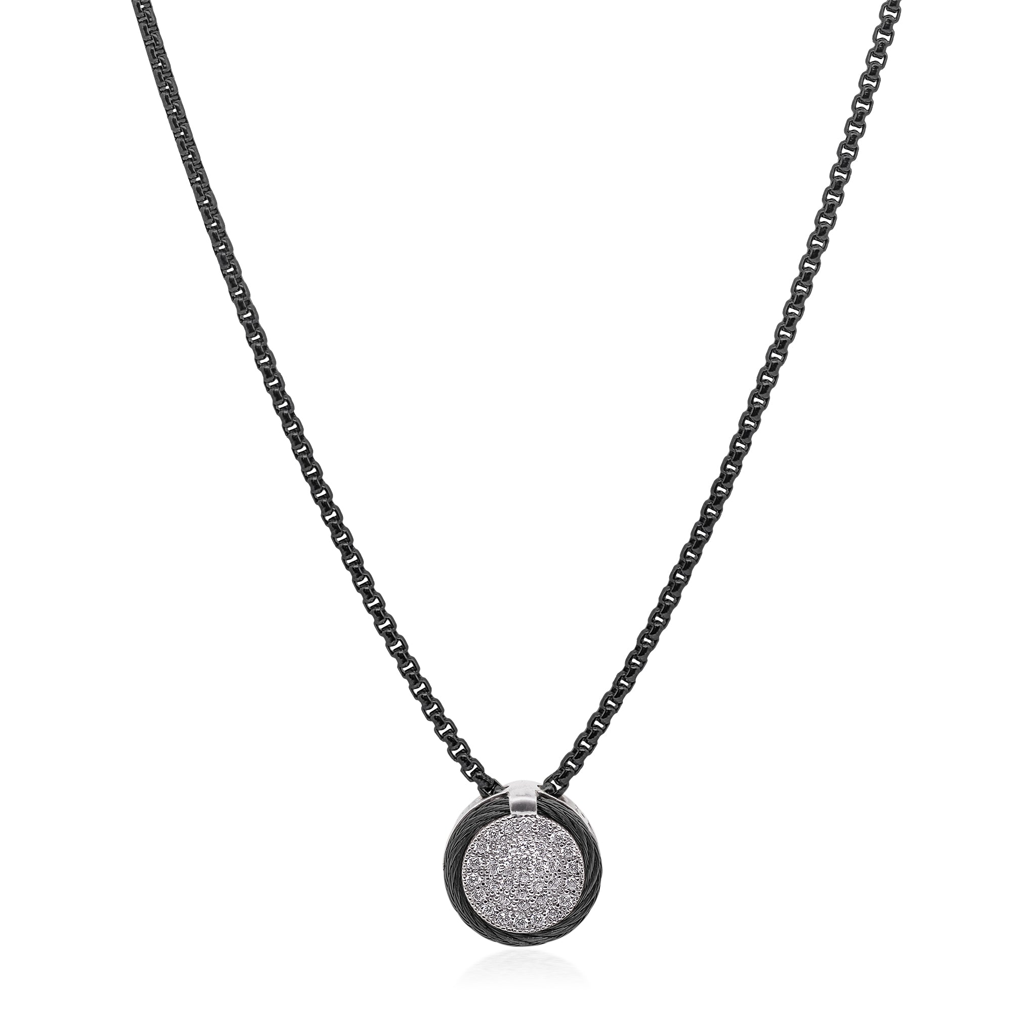 ALOR Round Pave Double Frame Necklace