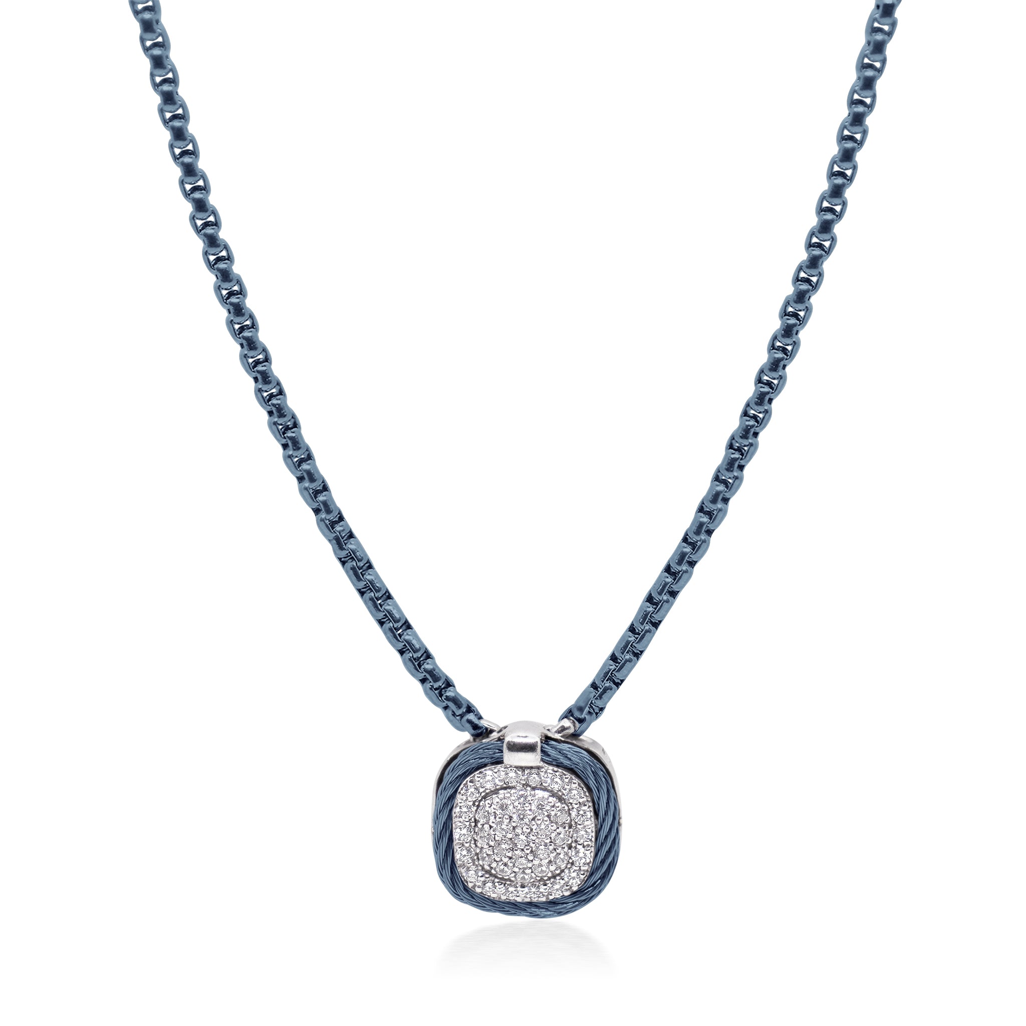 ALOR Square Pave Double Frame Necklace