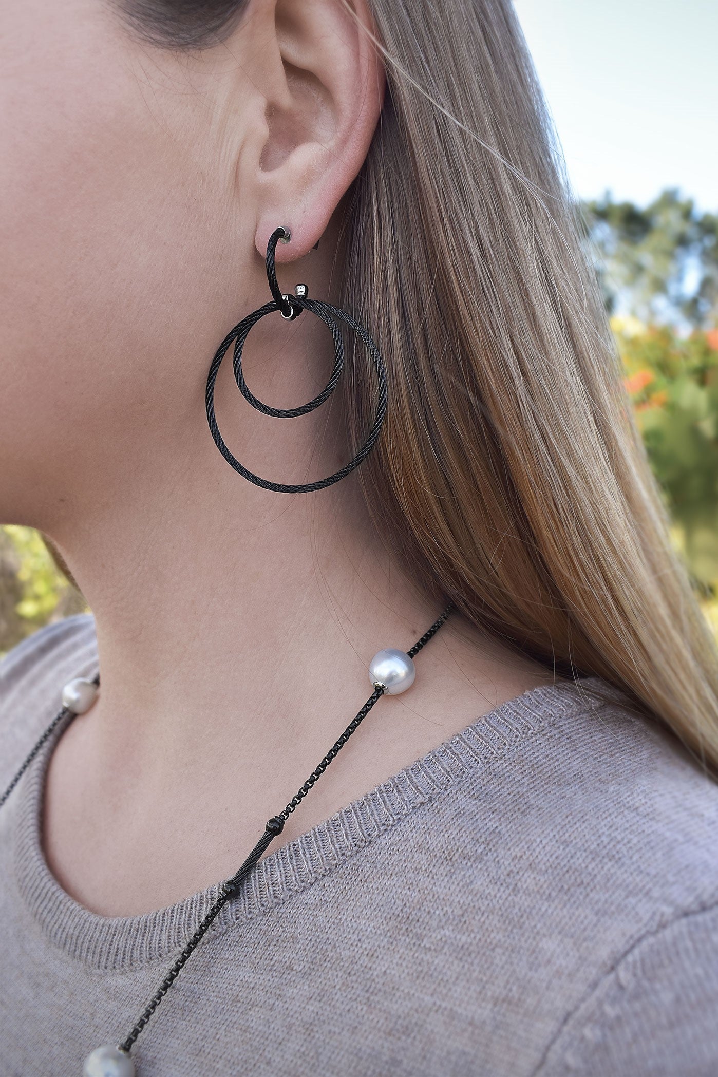 ALOR Triple Drop Hoop Earrings