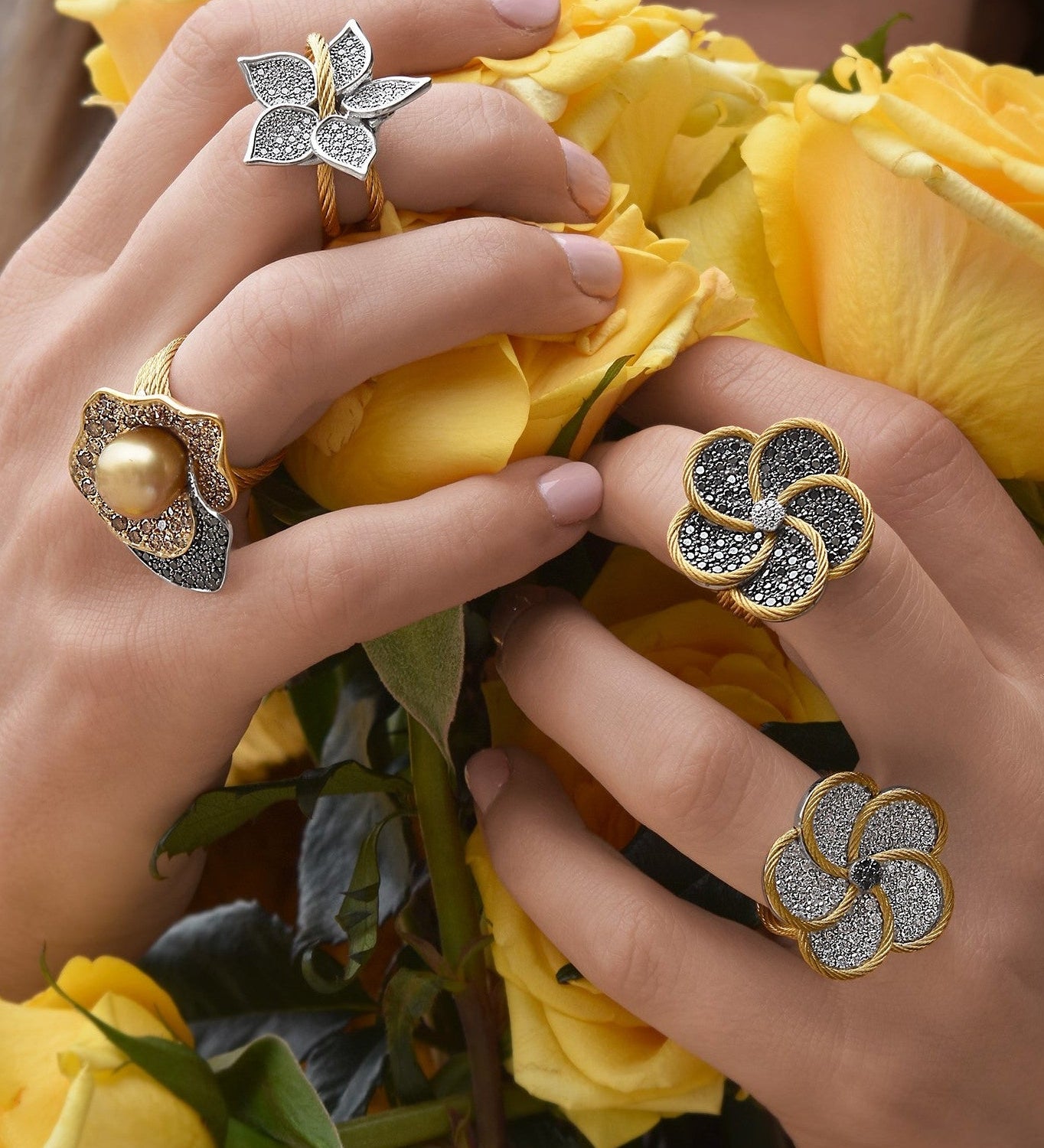 ALOR Vine Flower Ring