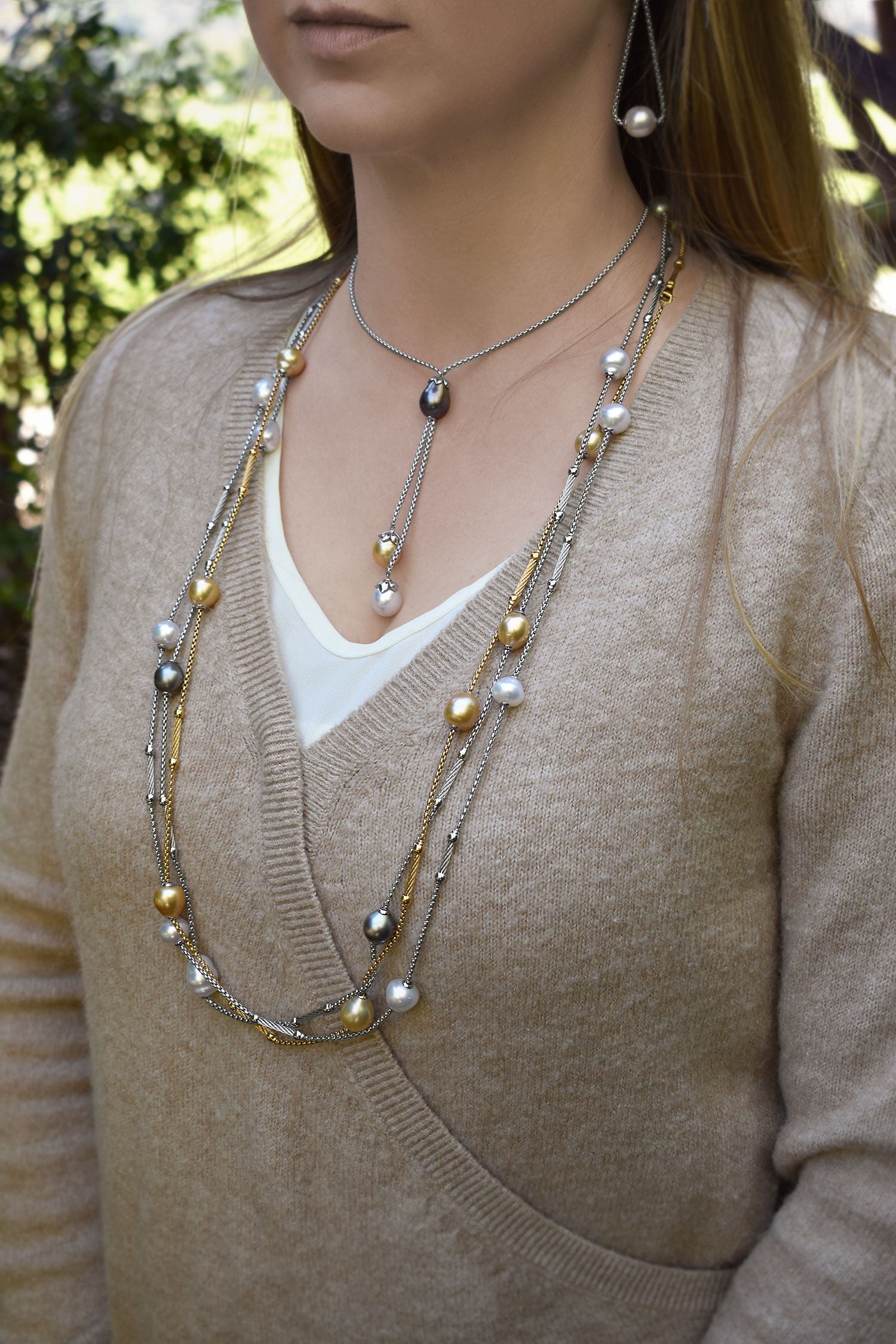 ALOR Pearl Lariat Necklace