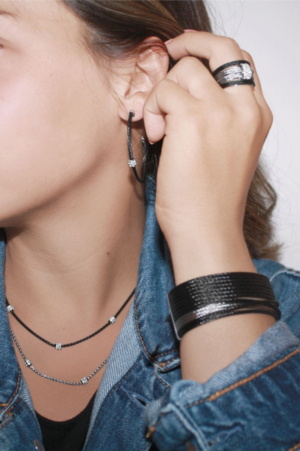 ALOR Large Barrel Hoop Earrings