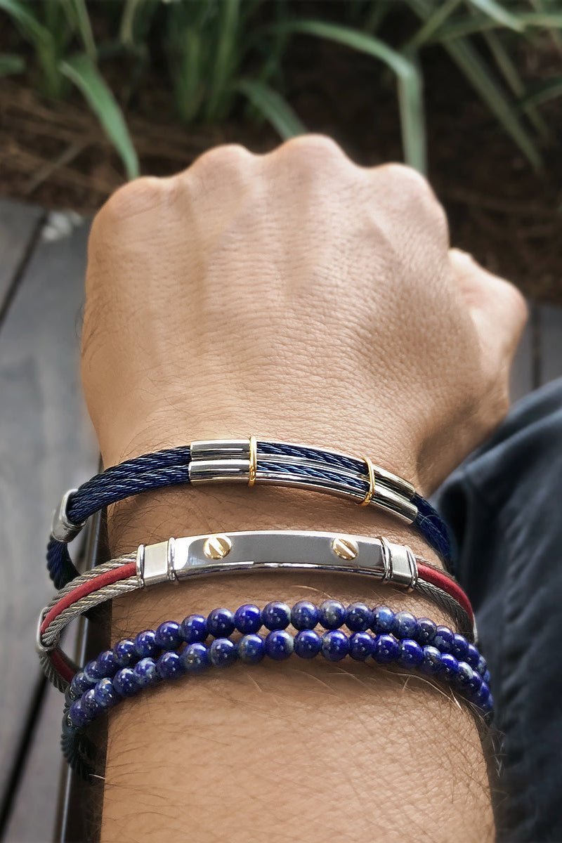 ALOR Men's Gemstone Bead Bracelet