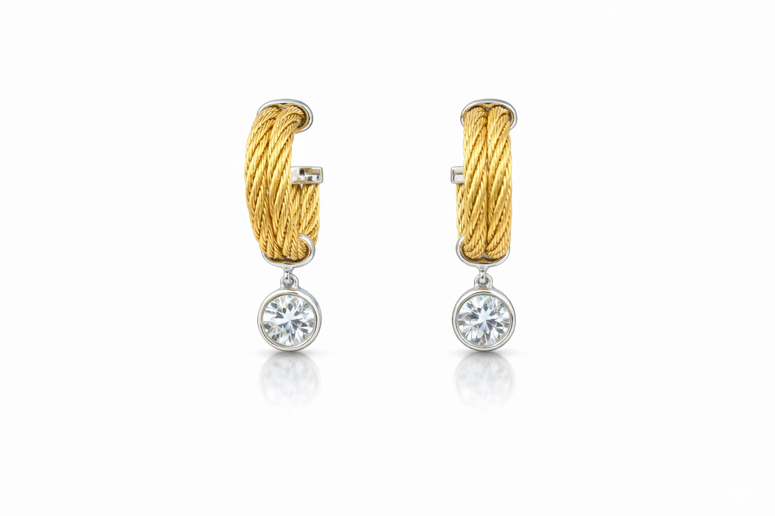 ALOR HALF HOOP DIAMOND DROP EARRINGS