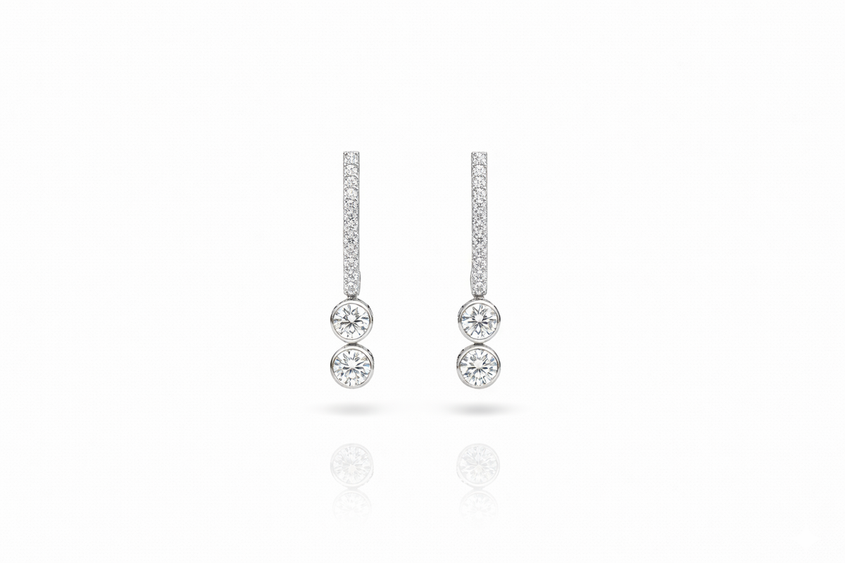 ALOR DAY DIAMOND DOUBLE DROP LAB GROWN EARRINGS