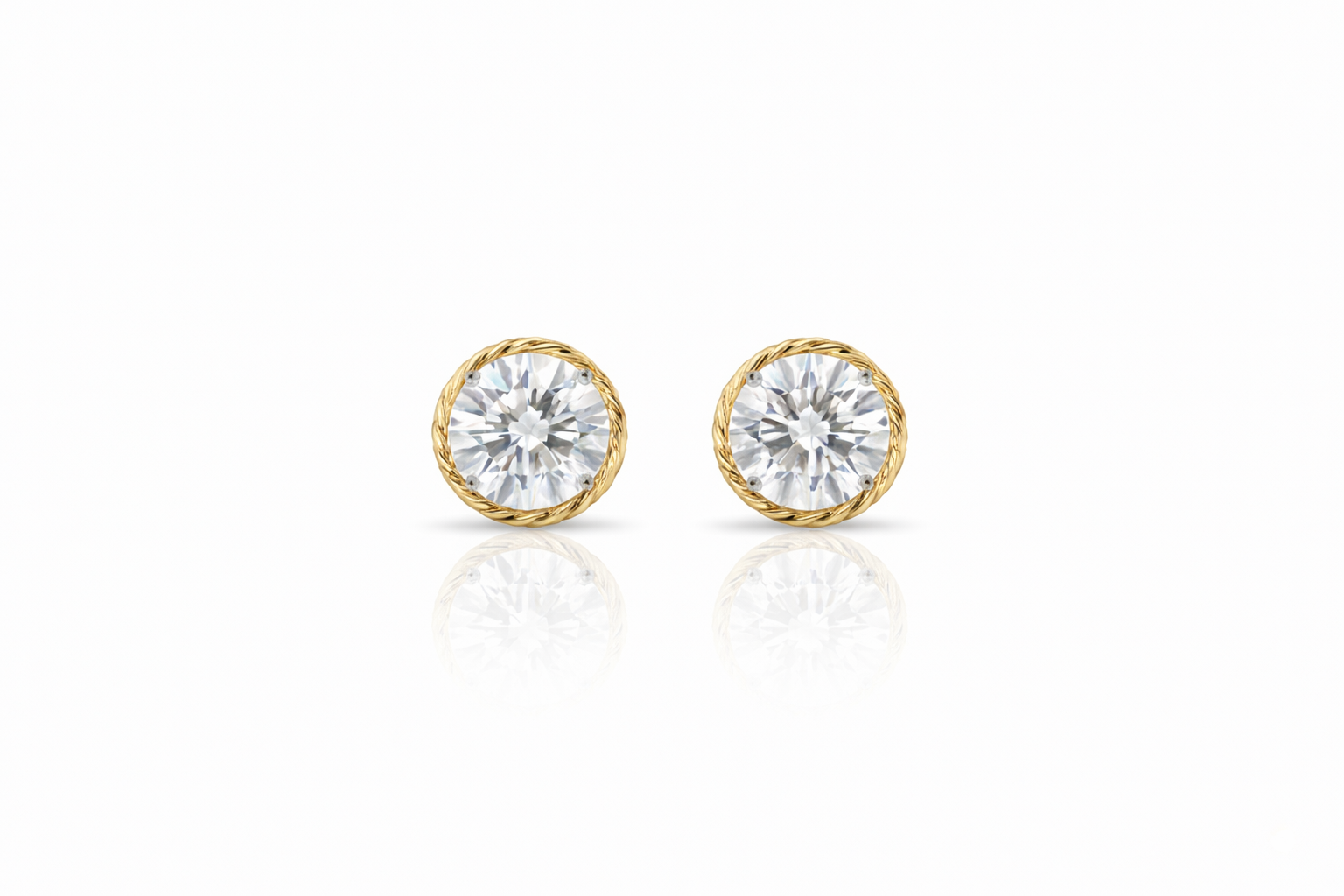 ALOR DAY DIAMOND TWO TONE CABLE FRAME STUD EARRINGS