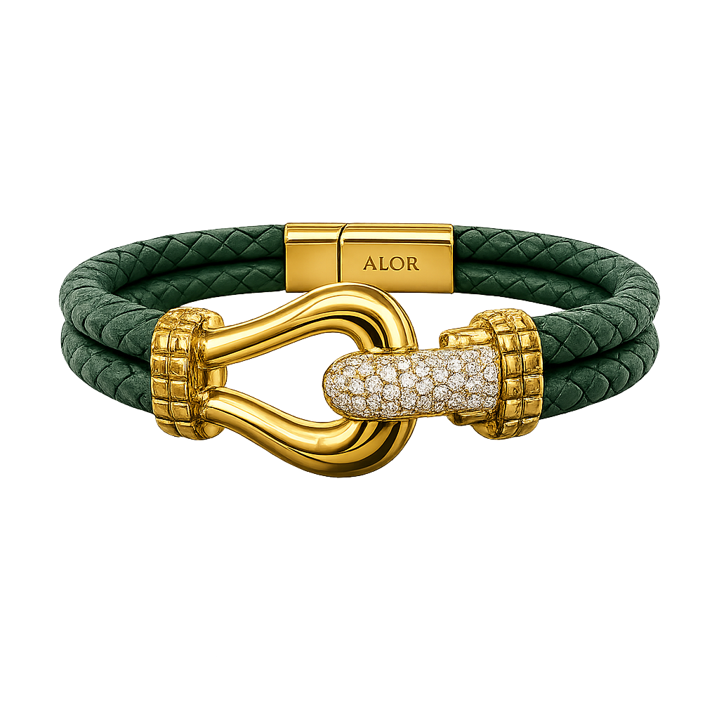 Equine Diamond Leather Bangle