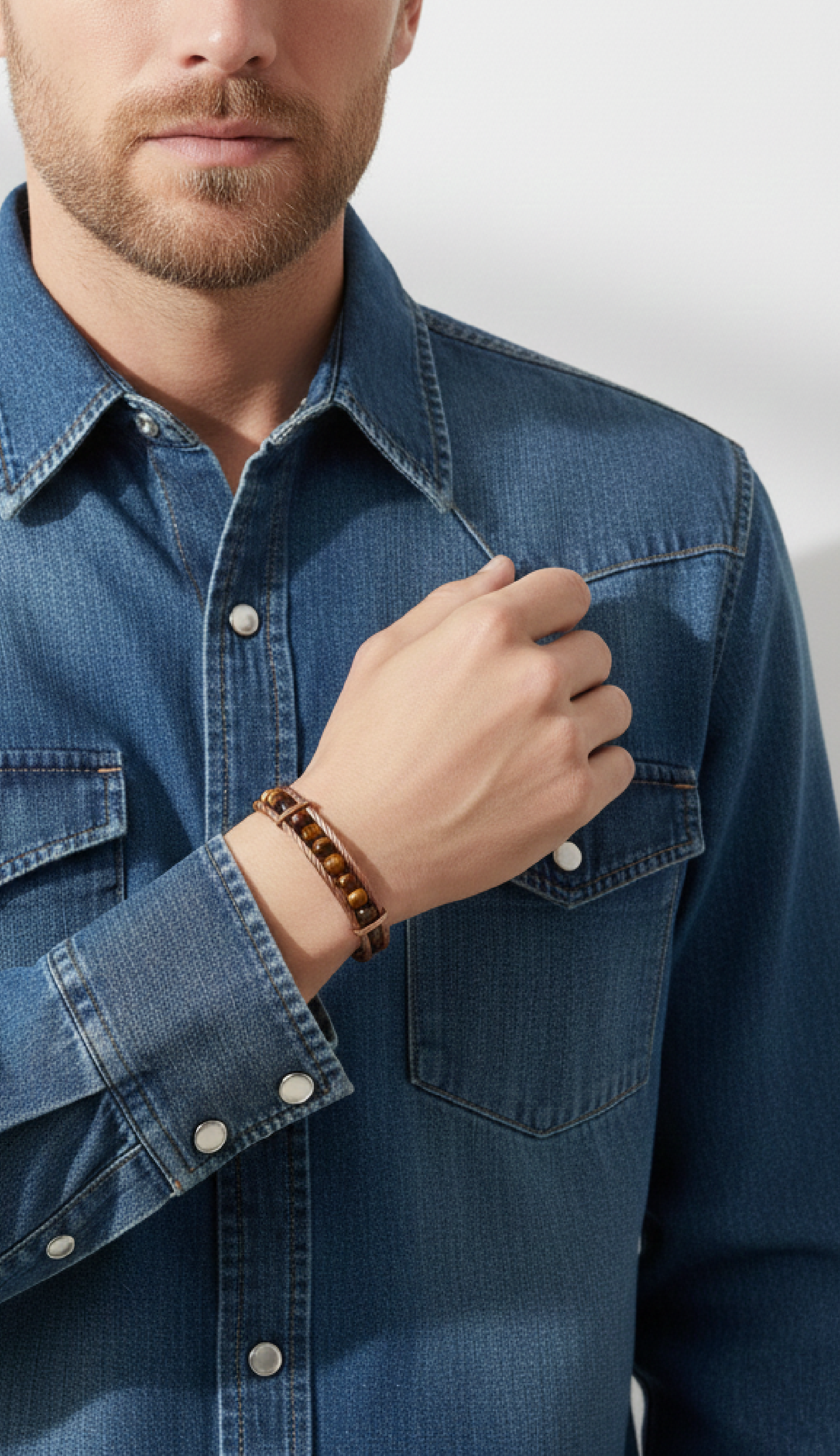 ALOR Men's Gemstone Bead Bracelet