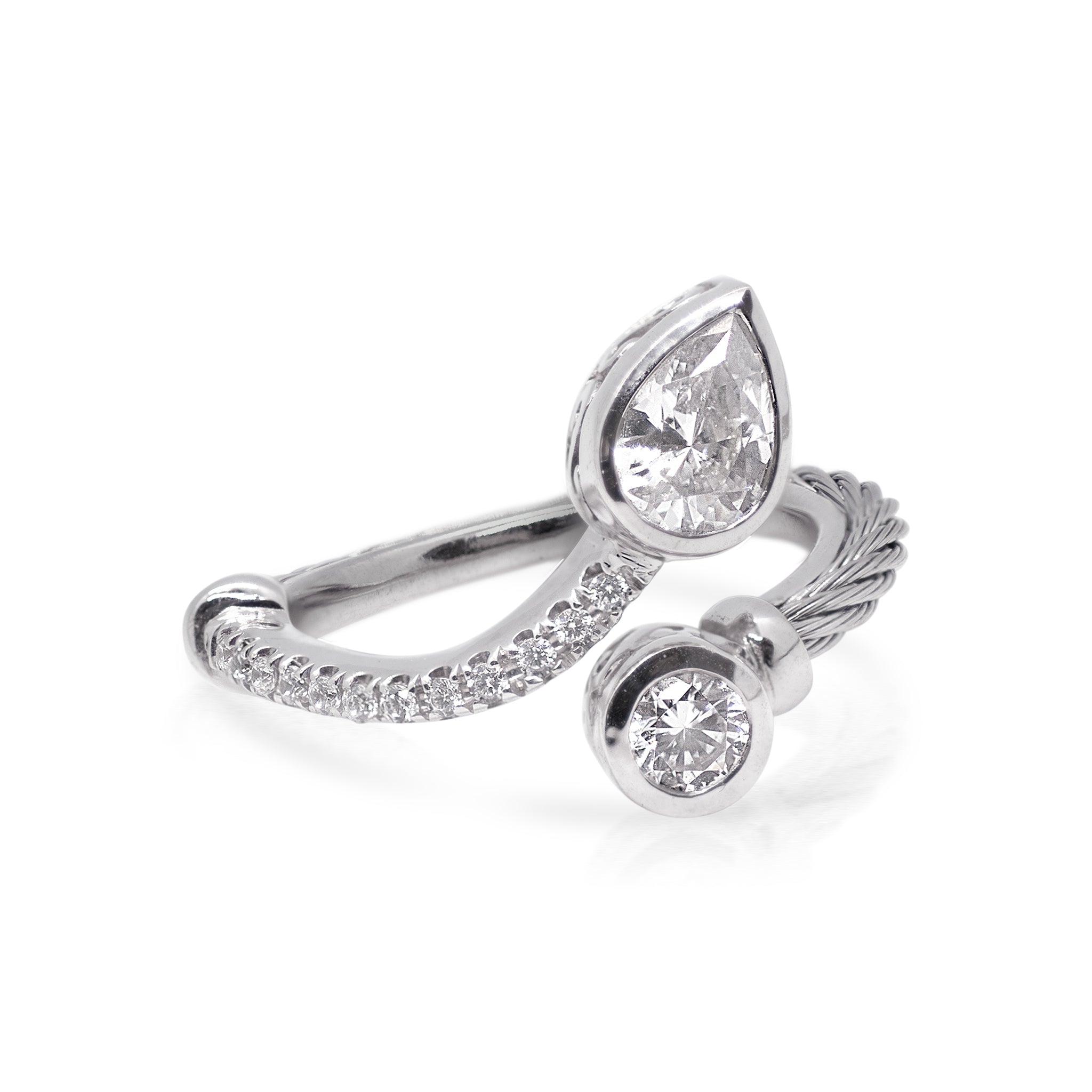 ALOR Day Diamonds Teardrop & Round Bypass Ring
