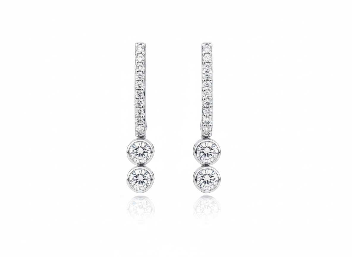 ALOR DAY DIAMOND DOUBLE DROP LAB GROWN EARRINGS