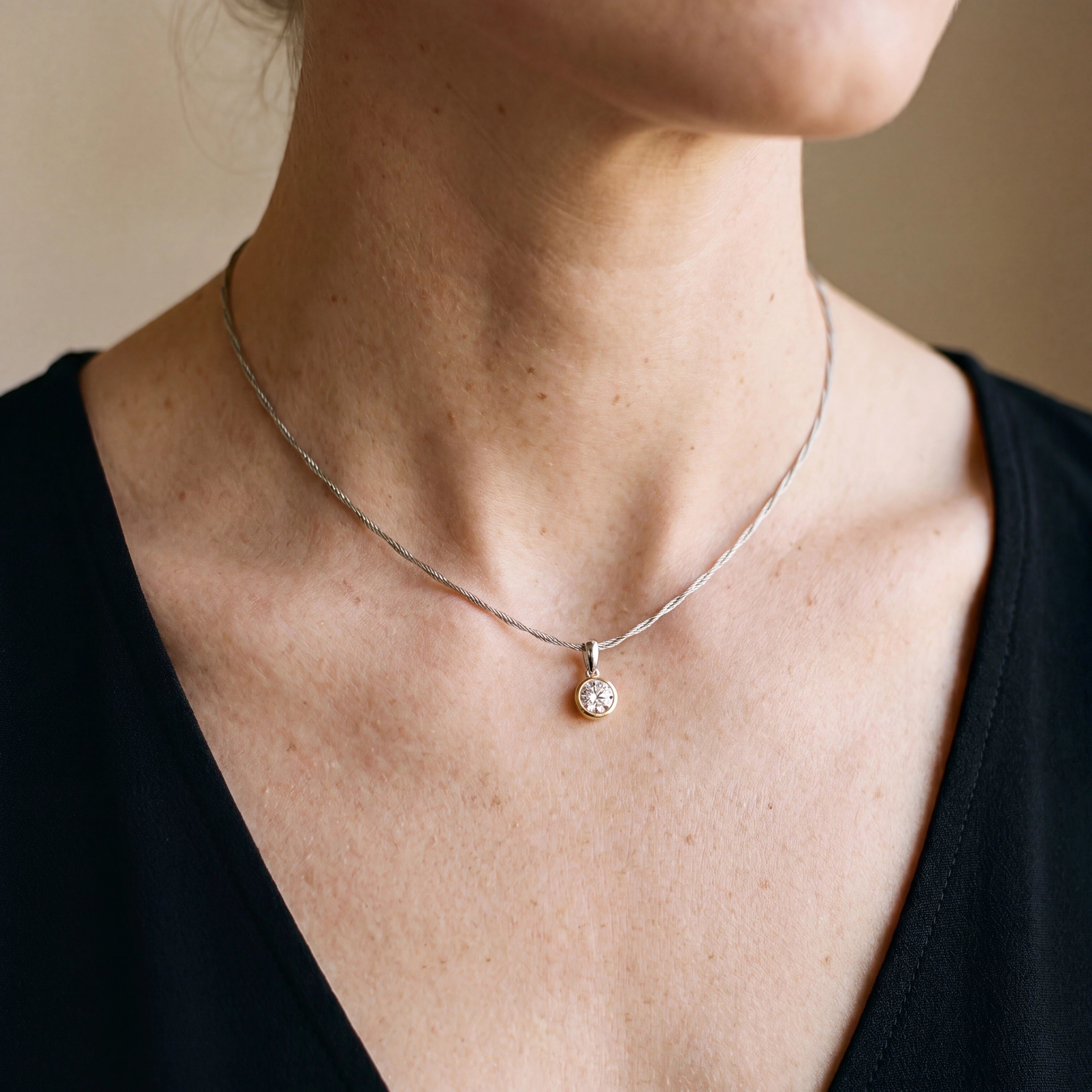 ALOR DAY DIAMONDS BEZEL SET NECKLACE