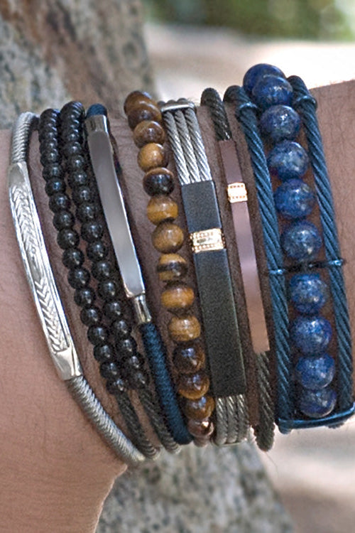 ALOR Men's Gemstone Bead Bracelet