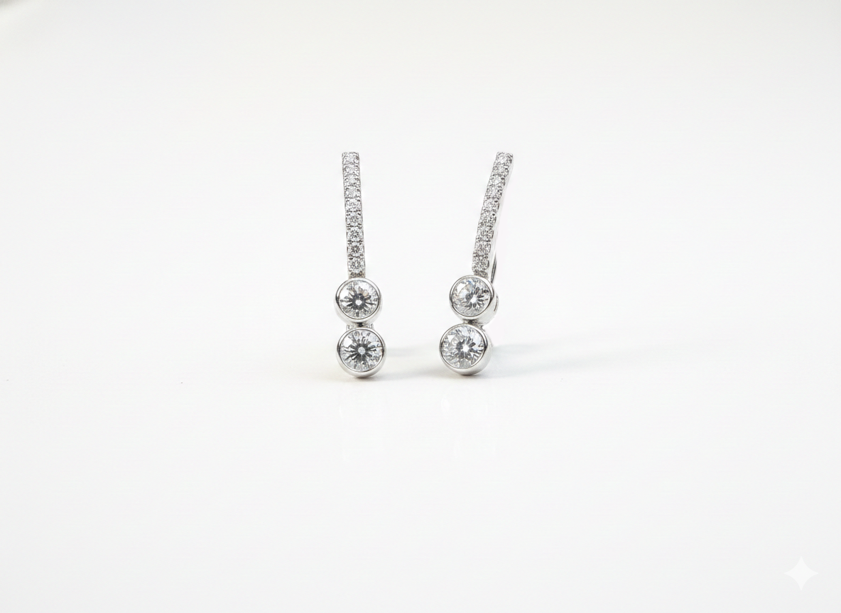 ALOR DAY DIAMOND DOUBLE DROP LAB GROWN EARRINGS
