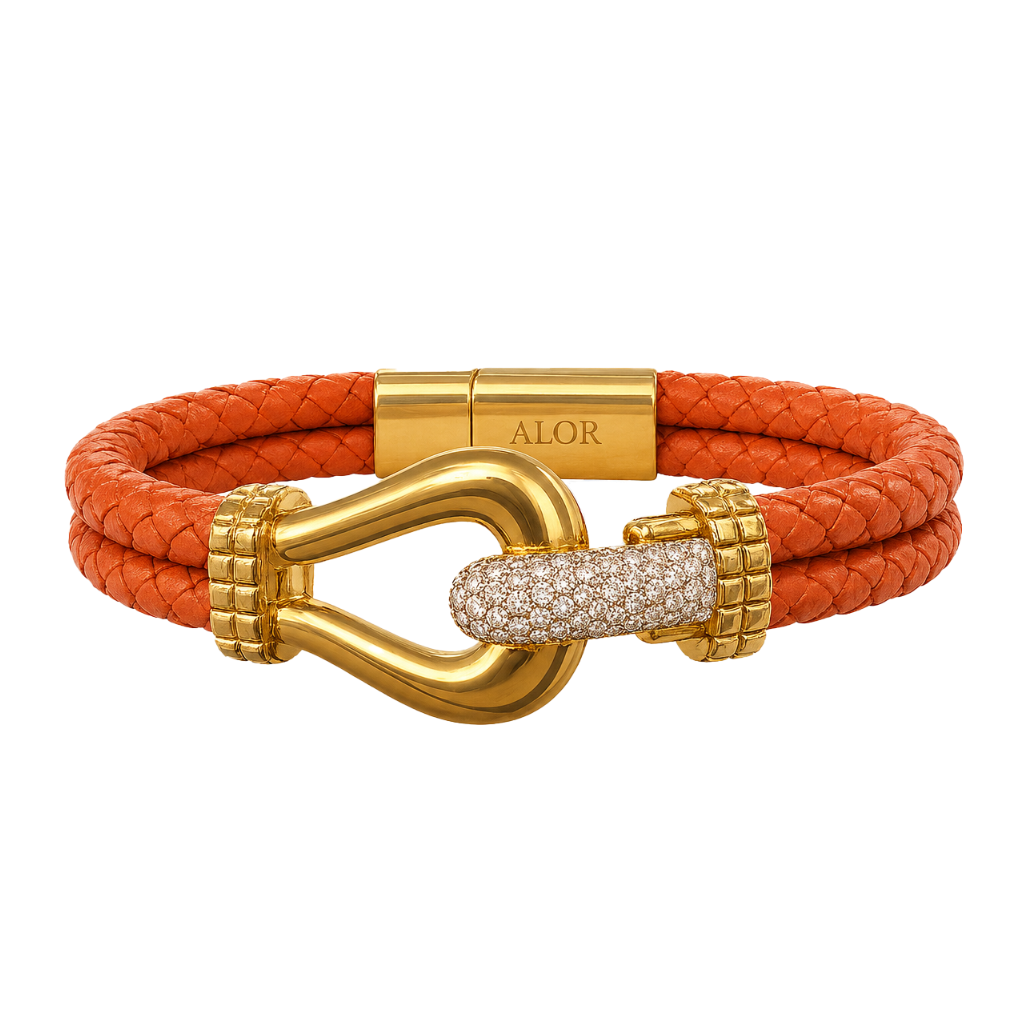Equine Diamond Leather Bangle