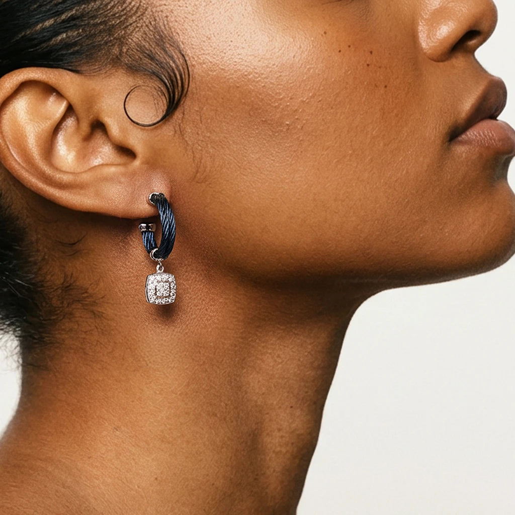 ALOR Cushion Station Hoop Earrings