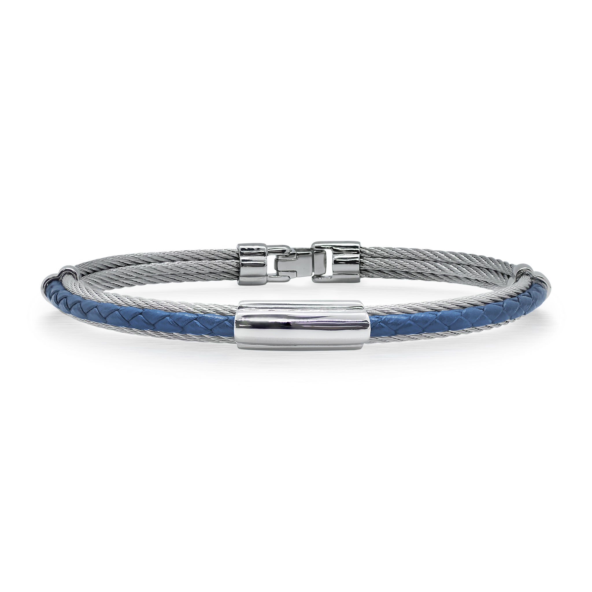 ALOR Men's Leather Slim Station Bracelet