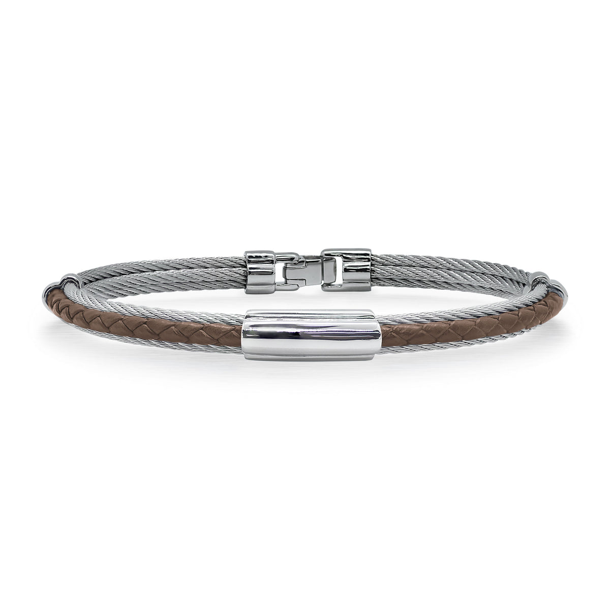 ALOR Men's Leather Slim Station Bracelet