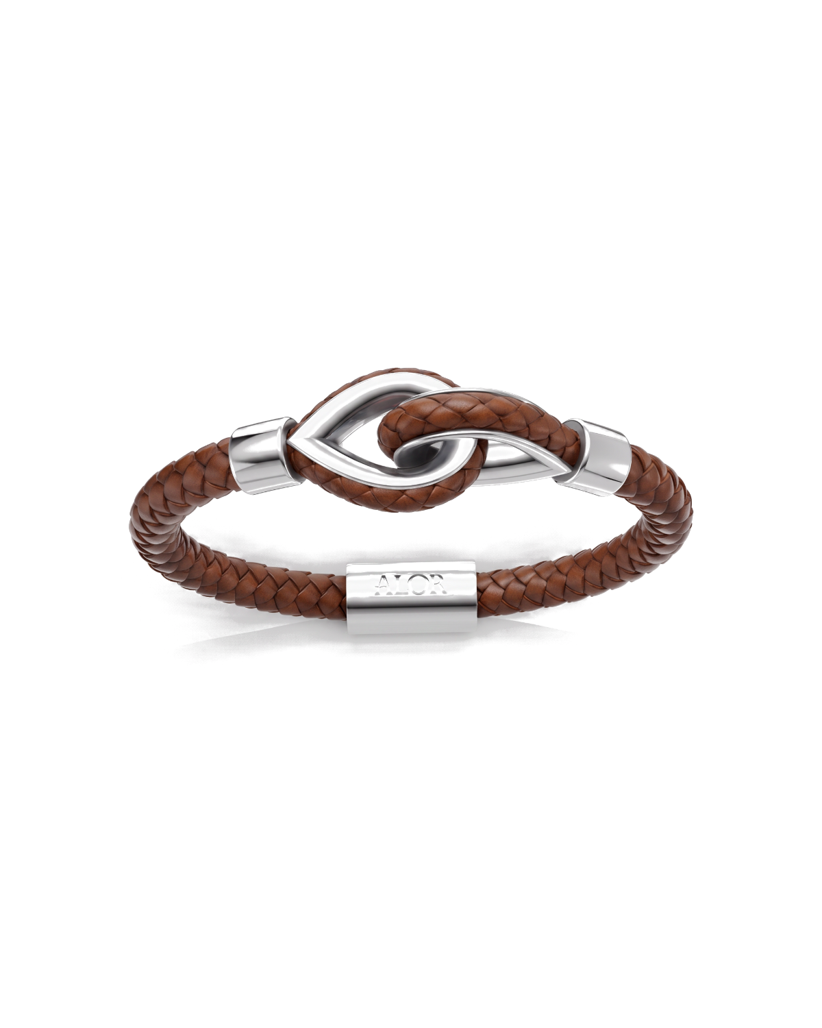 Grey Larme Braided Leather Bangle