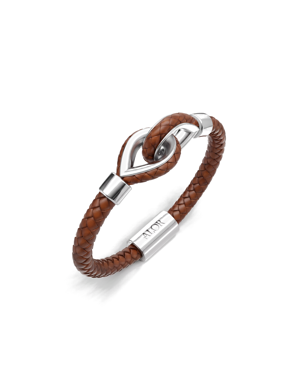Grey Larme Braided Leather Bangle