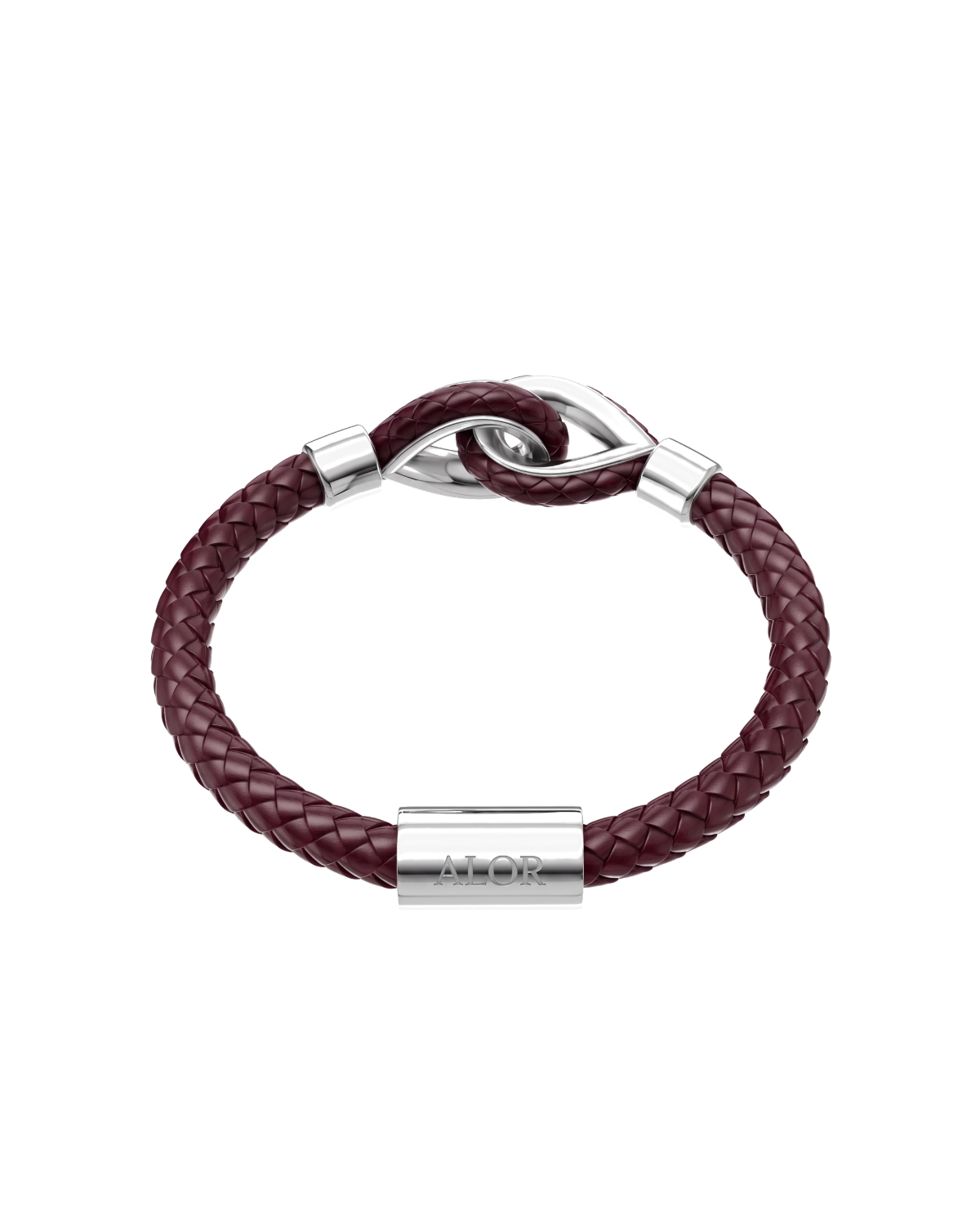 Grey Larme Braided Leather Bangle