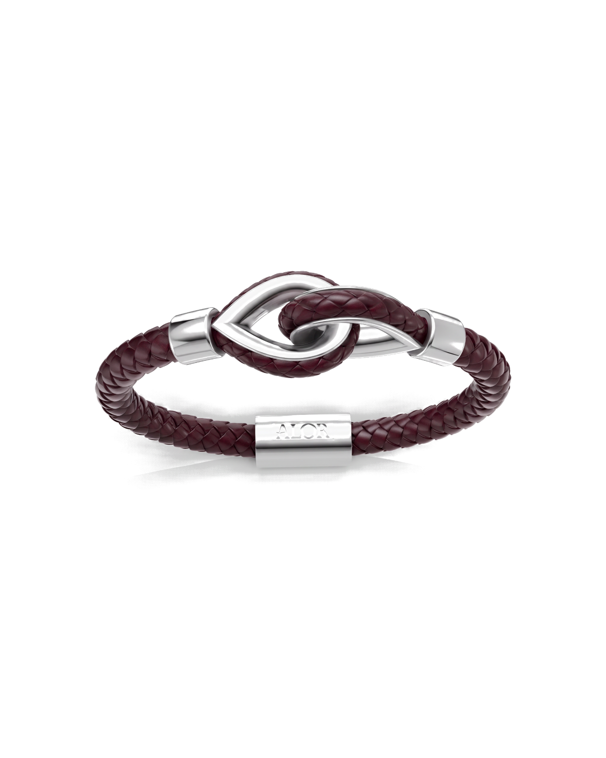Grey Larme Braided Leather Bangle