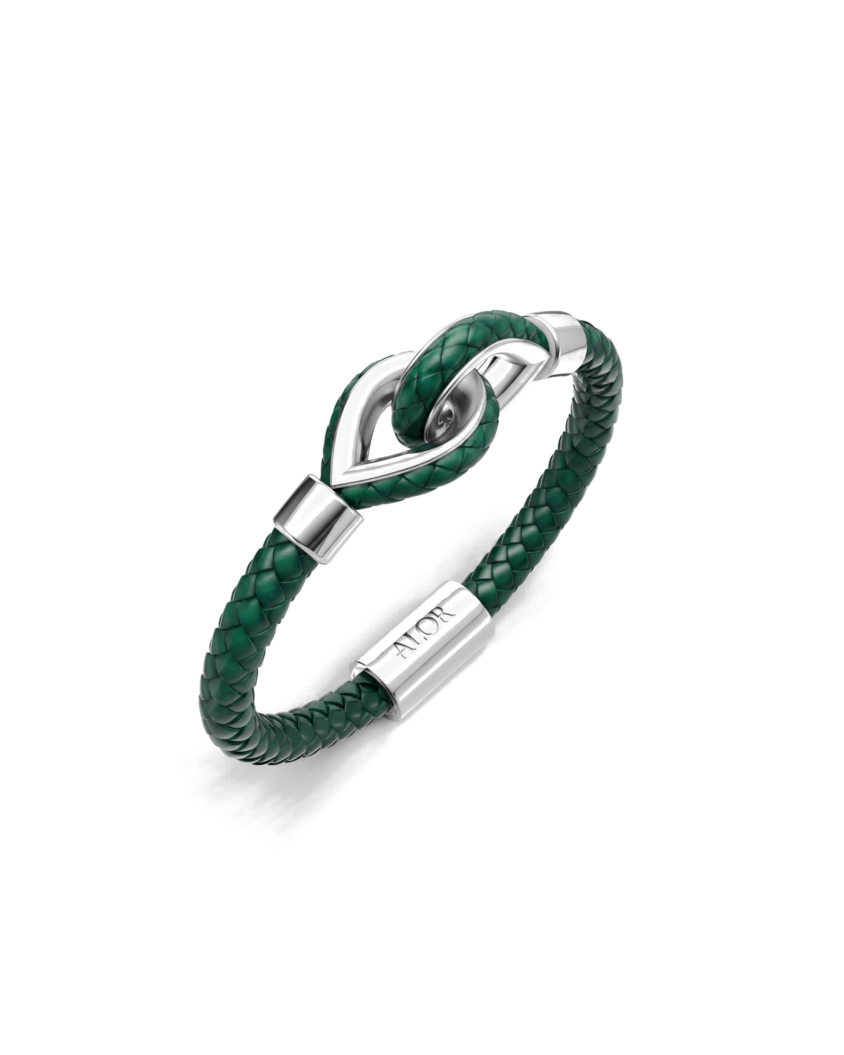 Grey Larme Braided Leather Bangle