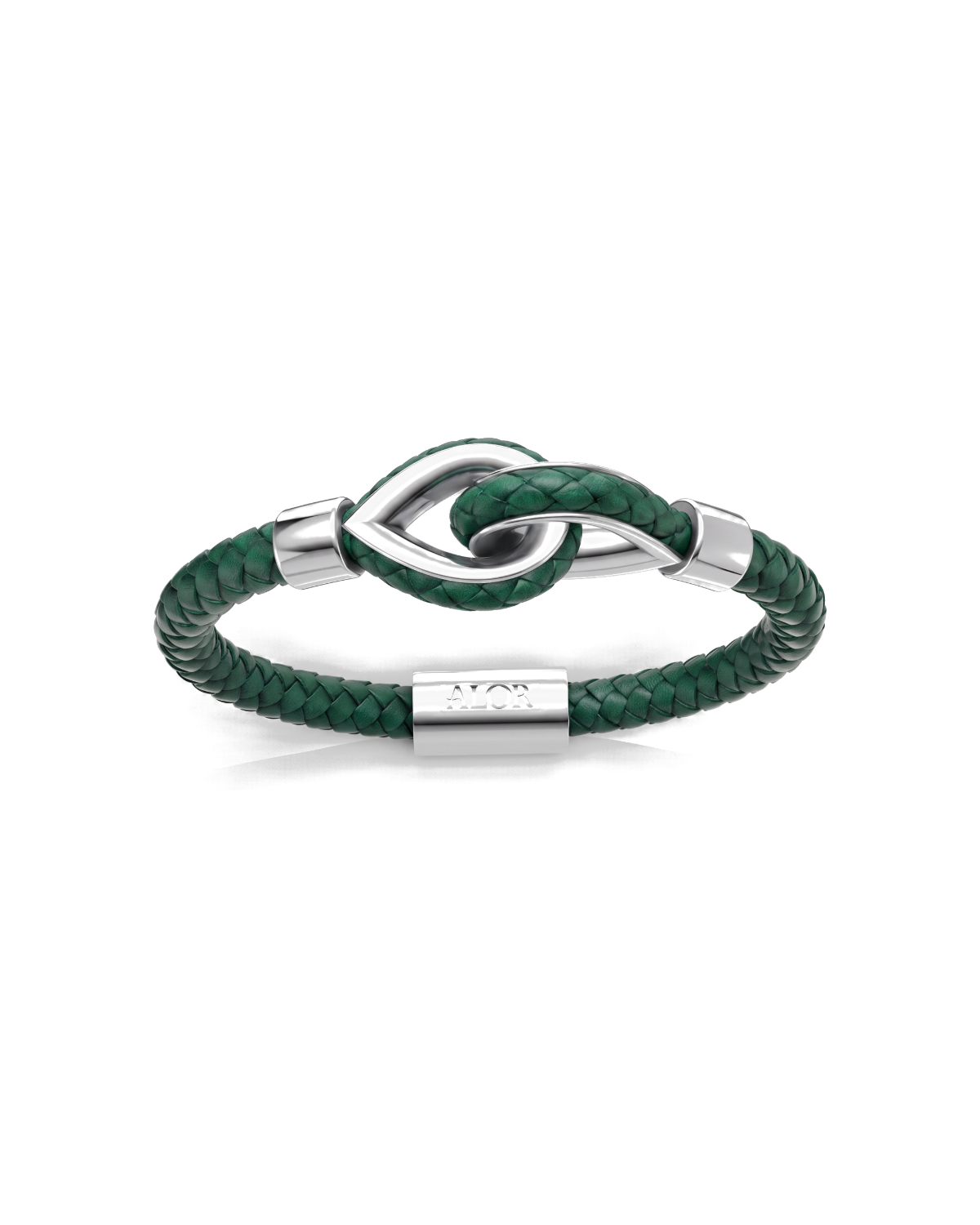 Grey Larme Braided Leather Bangle