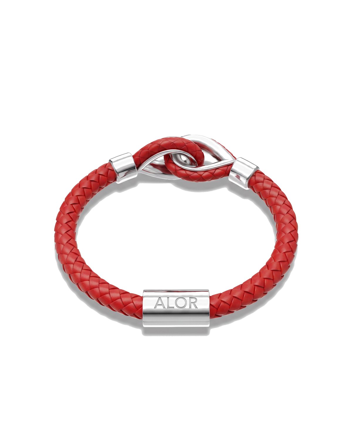Grey Larme Braided Leather Bangle
