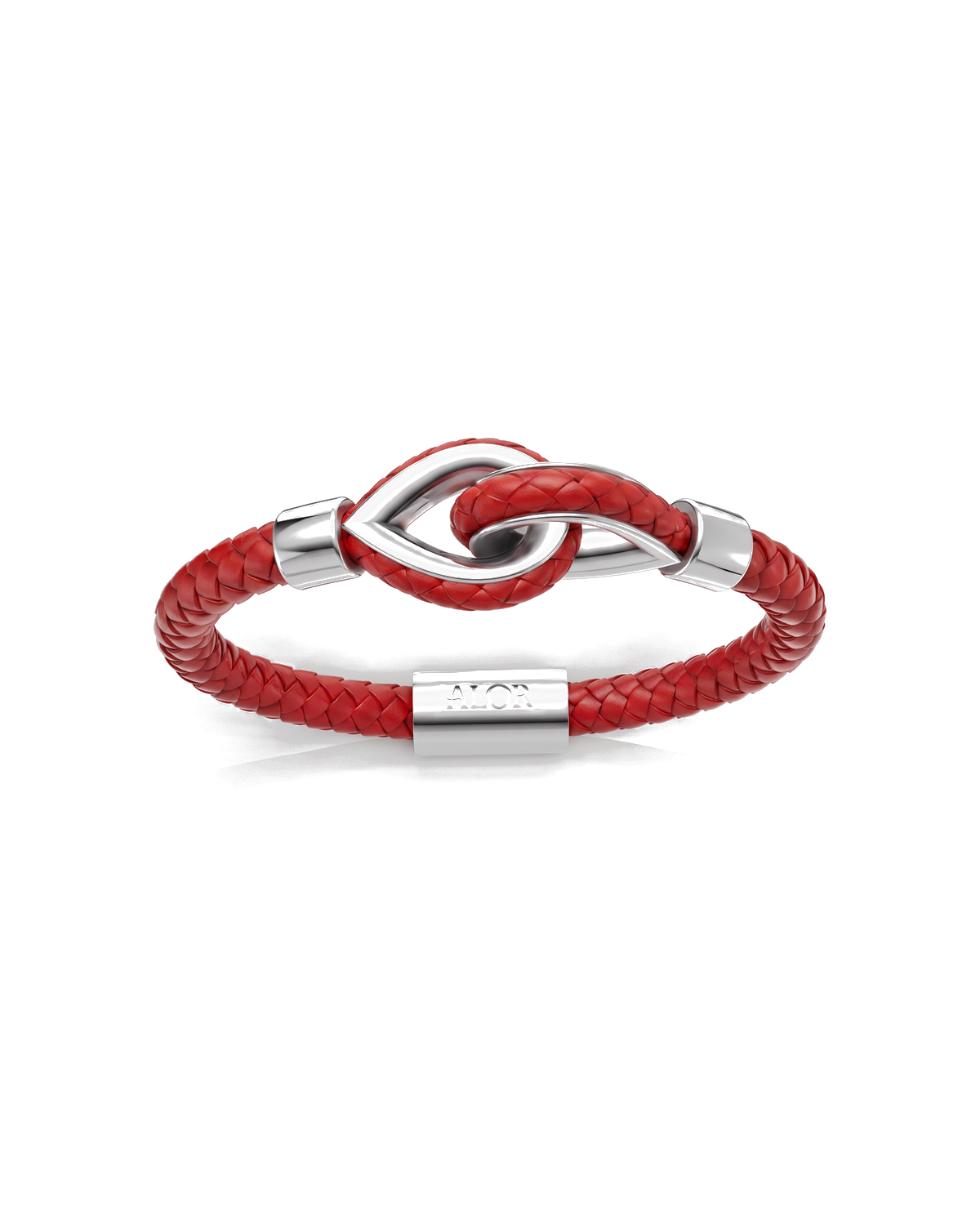 Grey Larme Braided Leather Bangle