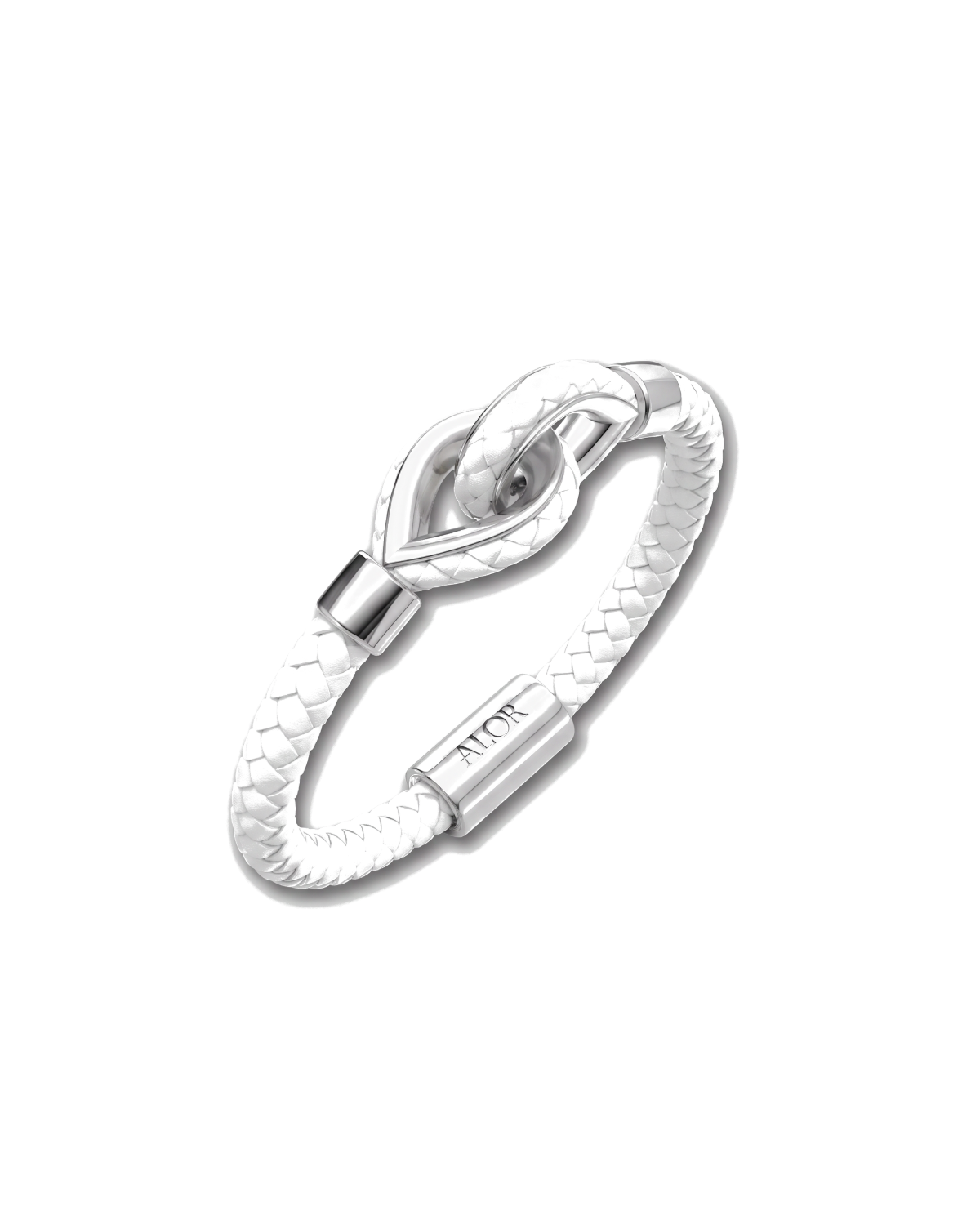 Grey Larme Braided Leather Bangle