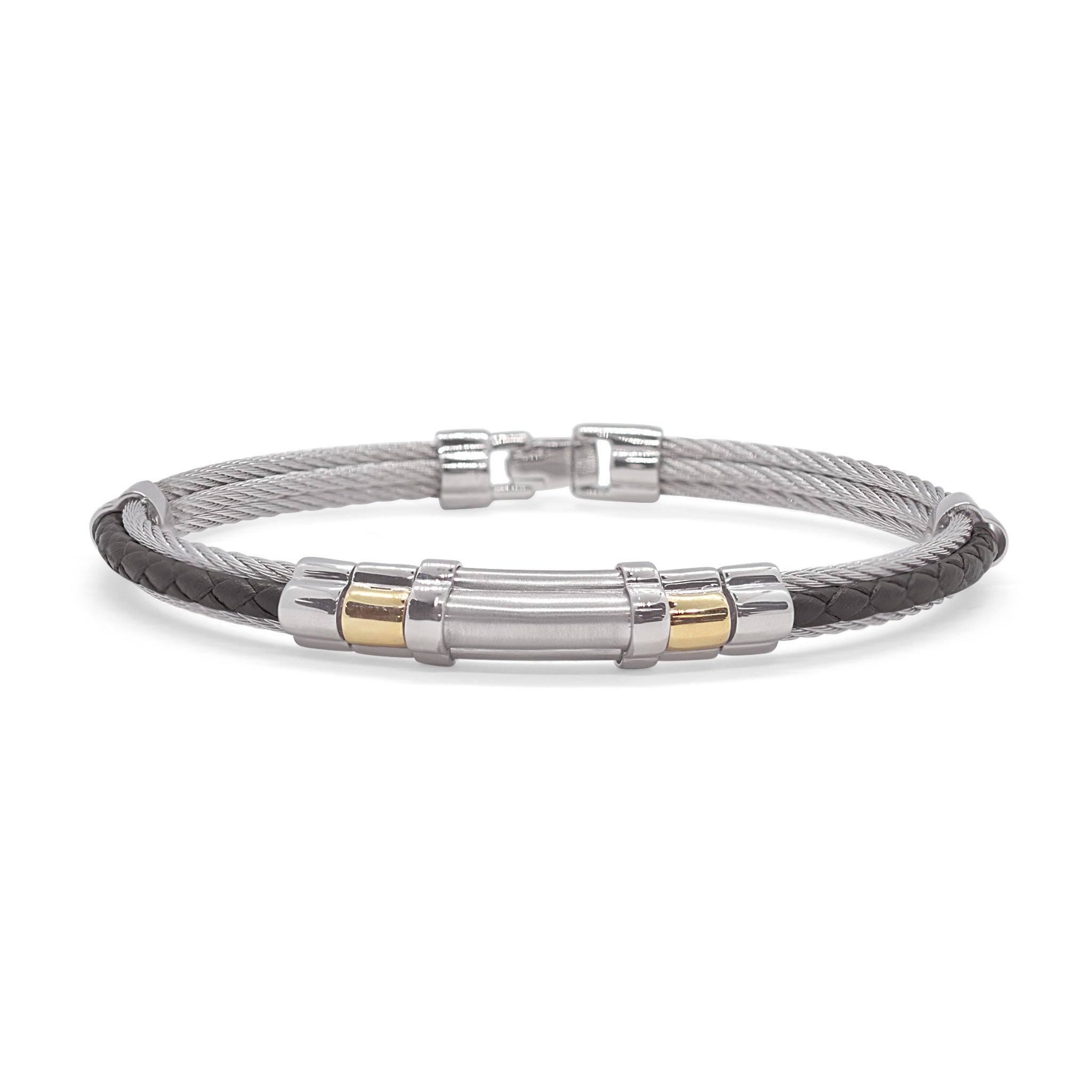 ALOR Men's Leather Station Bracelet
