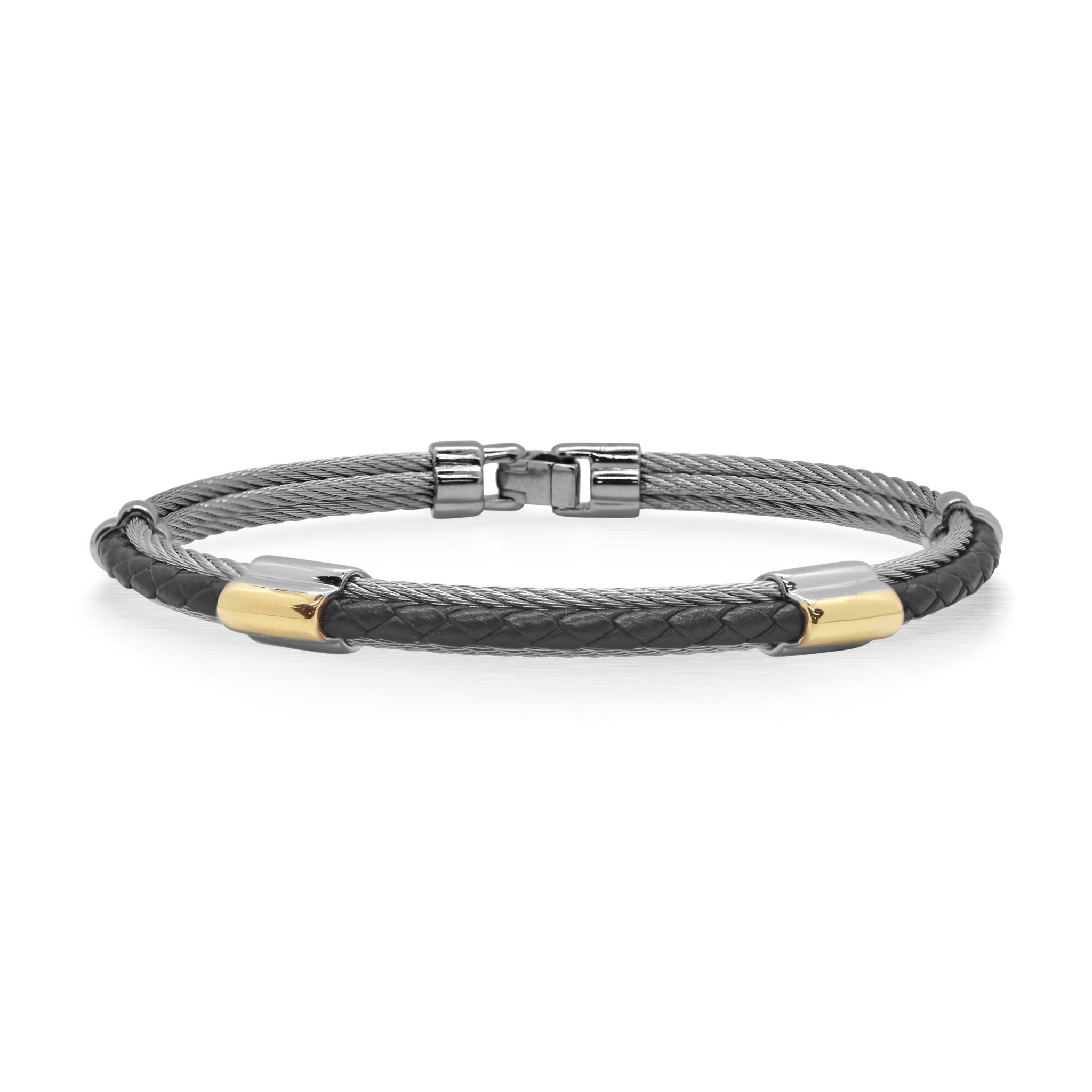 ALOR Men's Leather Dual Station Bracelet
