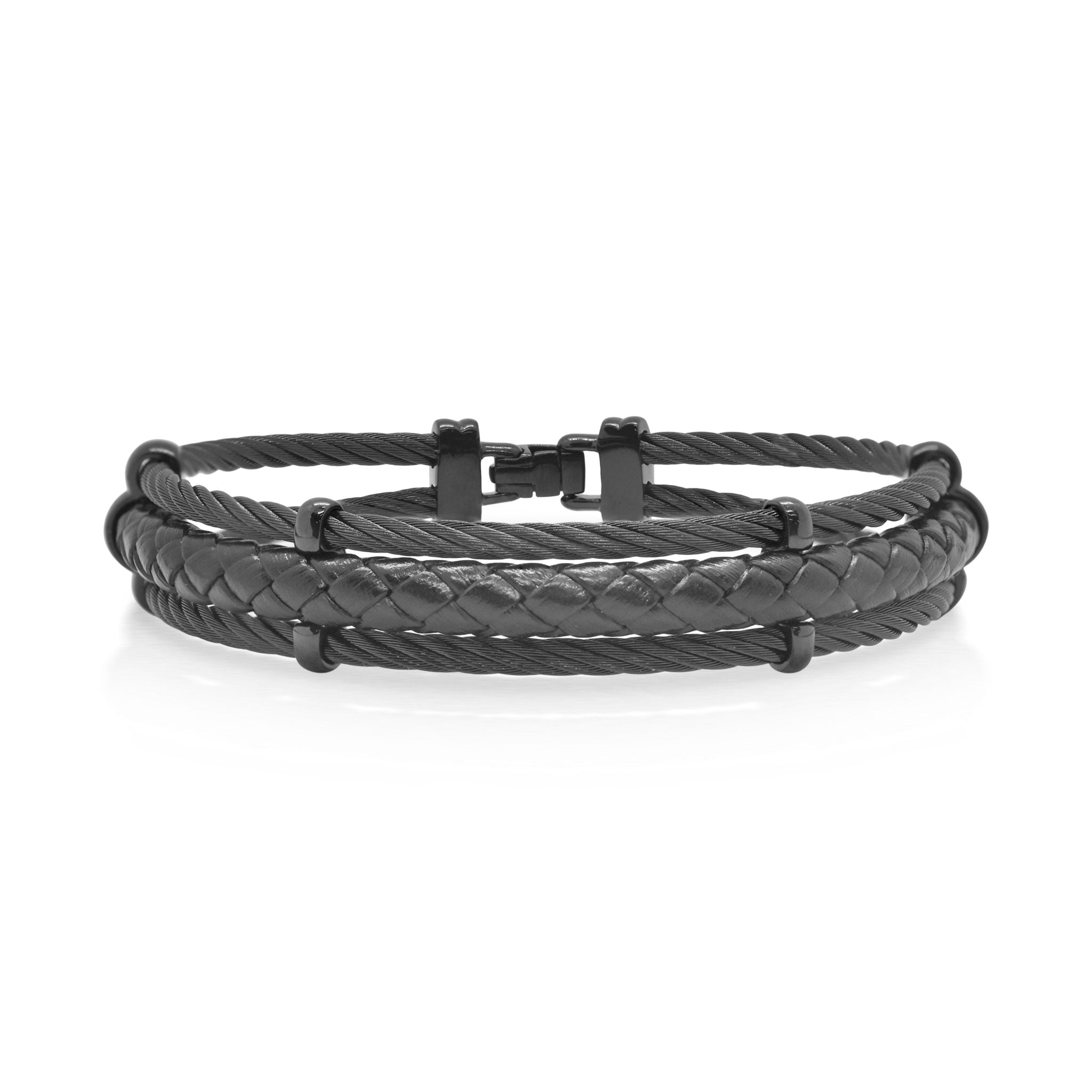 ALOR Men's Cable & Leather Bracelet