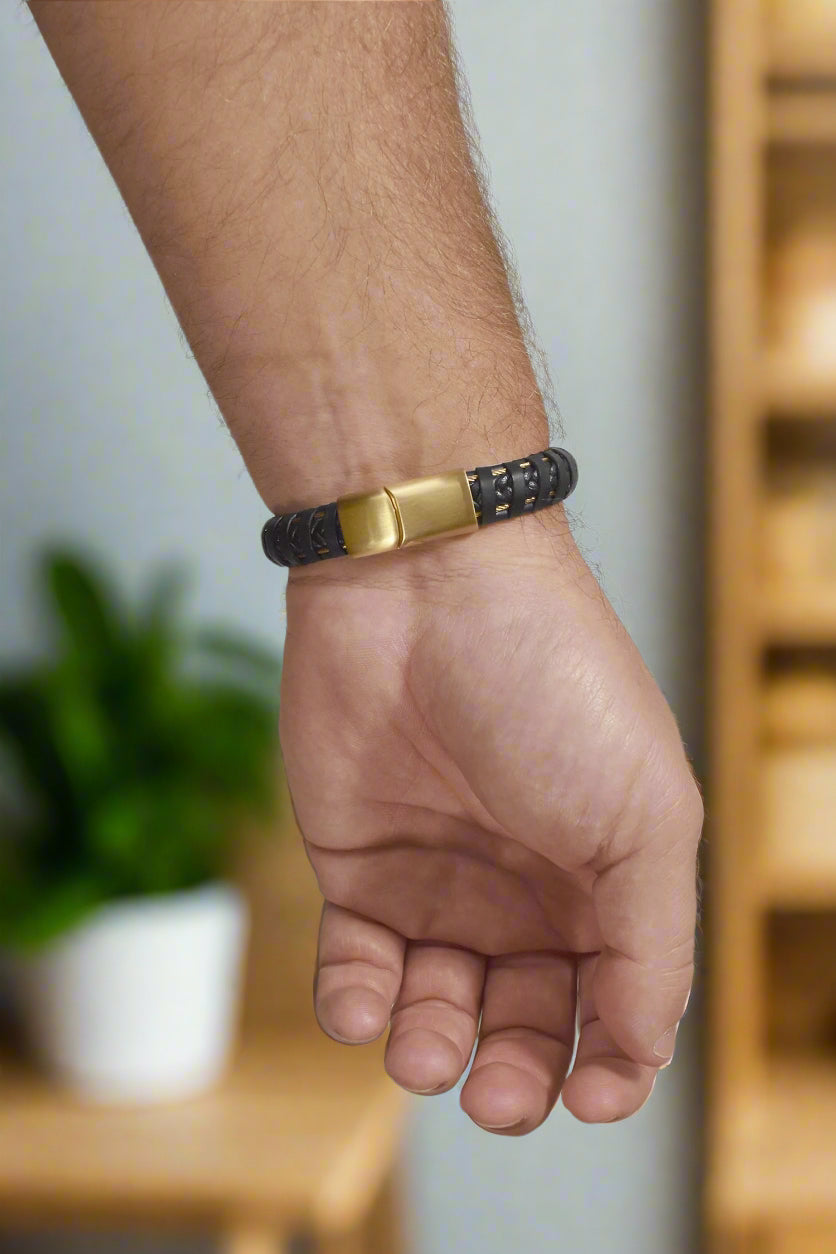 ALOR Men's Leather Wrapped Bracelet