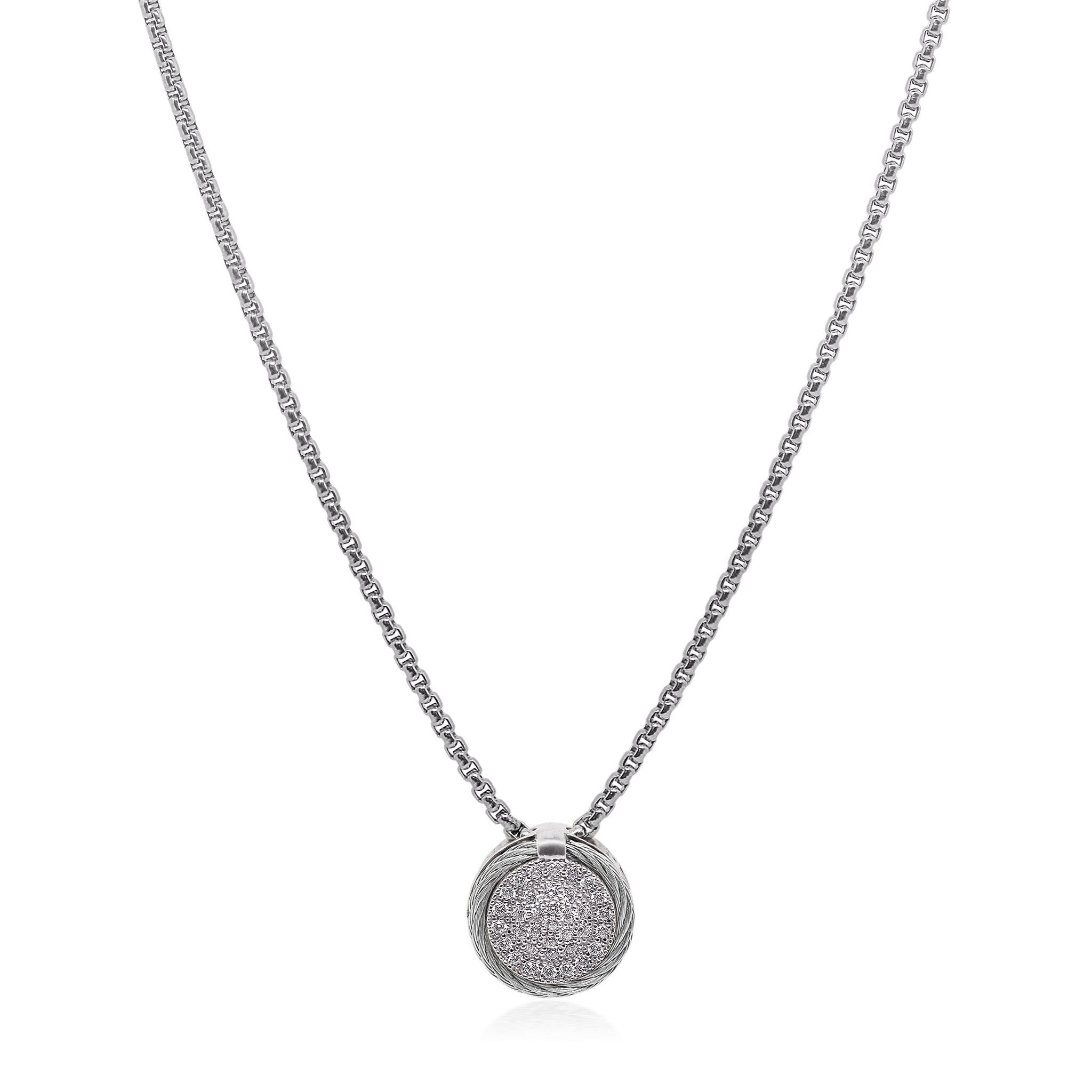ALOR Round Pave Double Frame Necklace