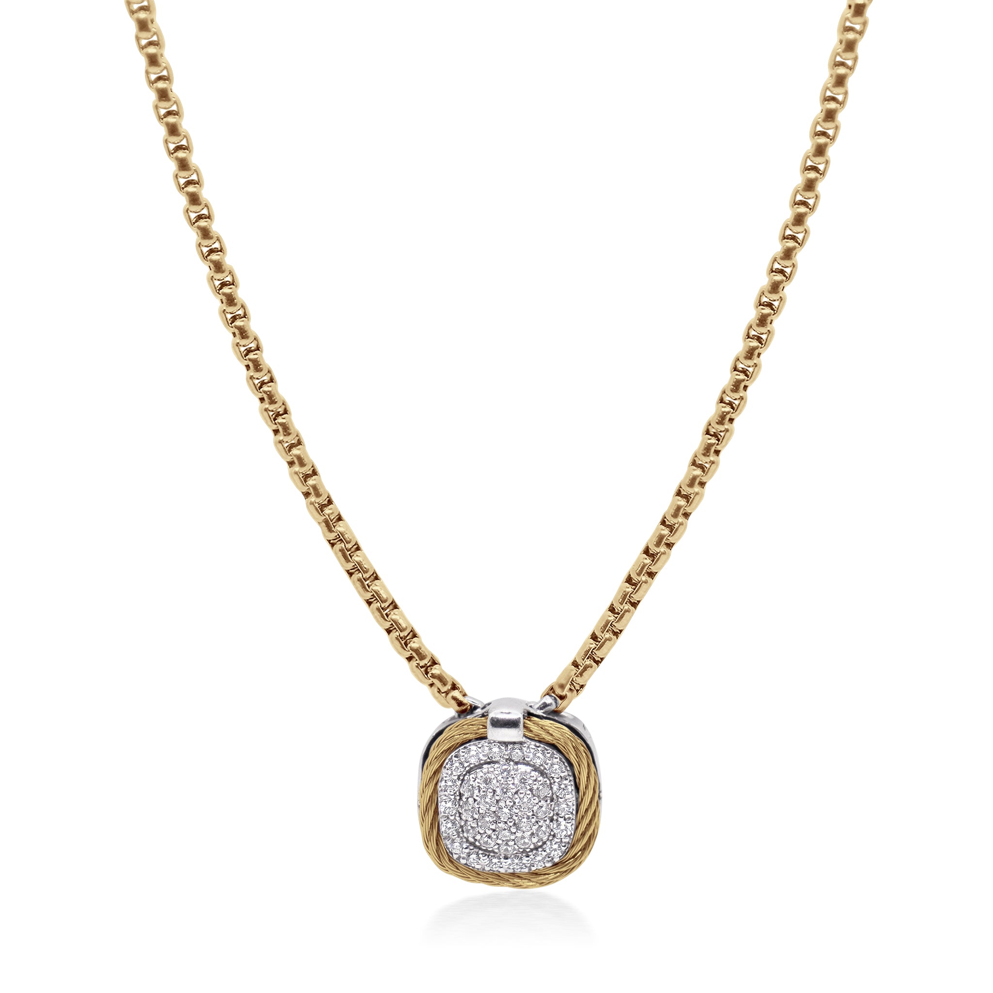 ALOR Square Pave Double Frame Necklace