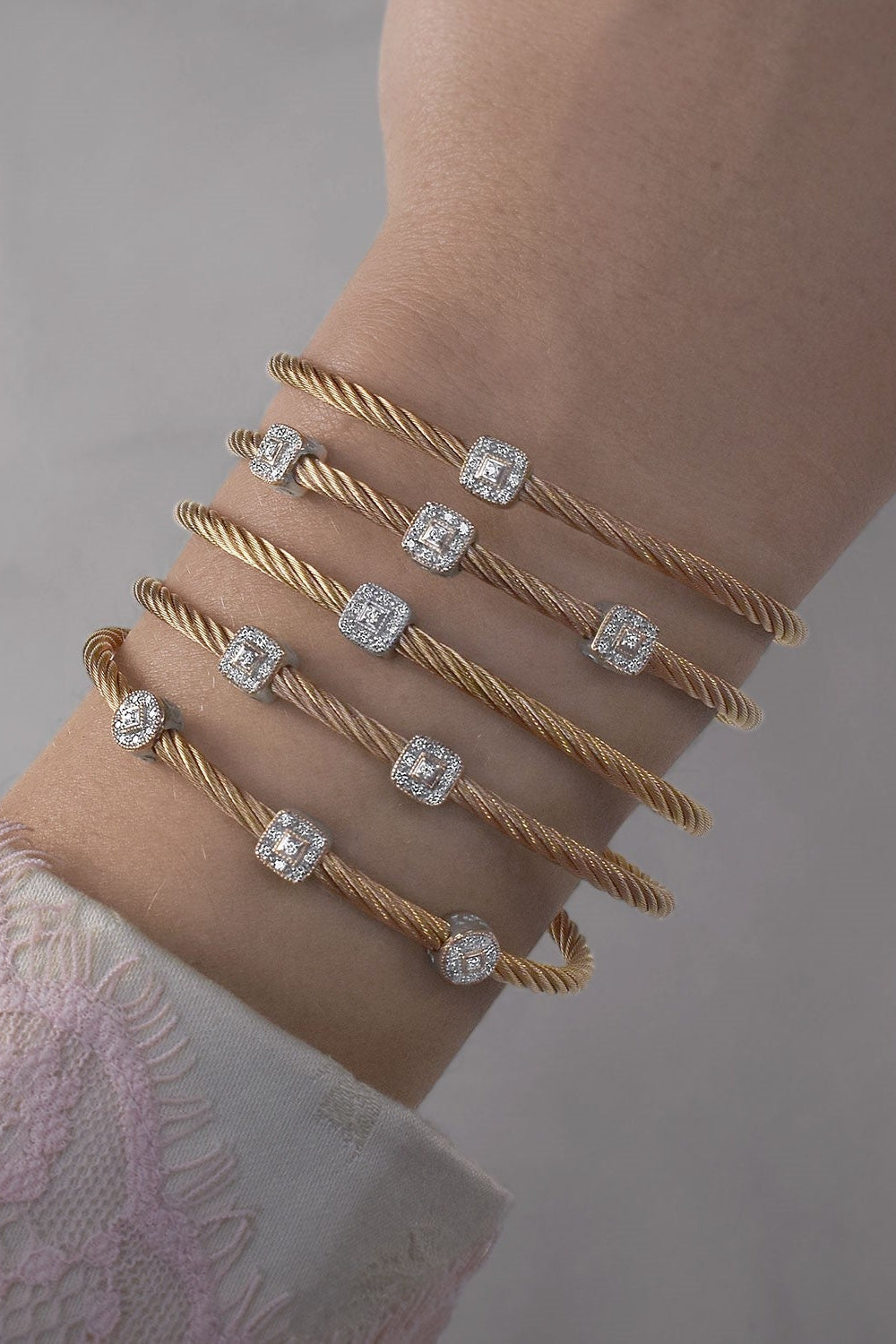 ALOR Triple Square Essential Stackable Bracelet