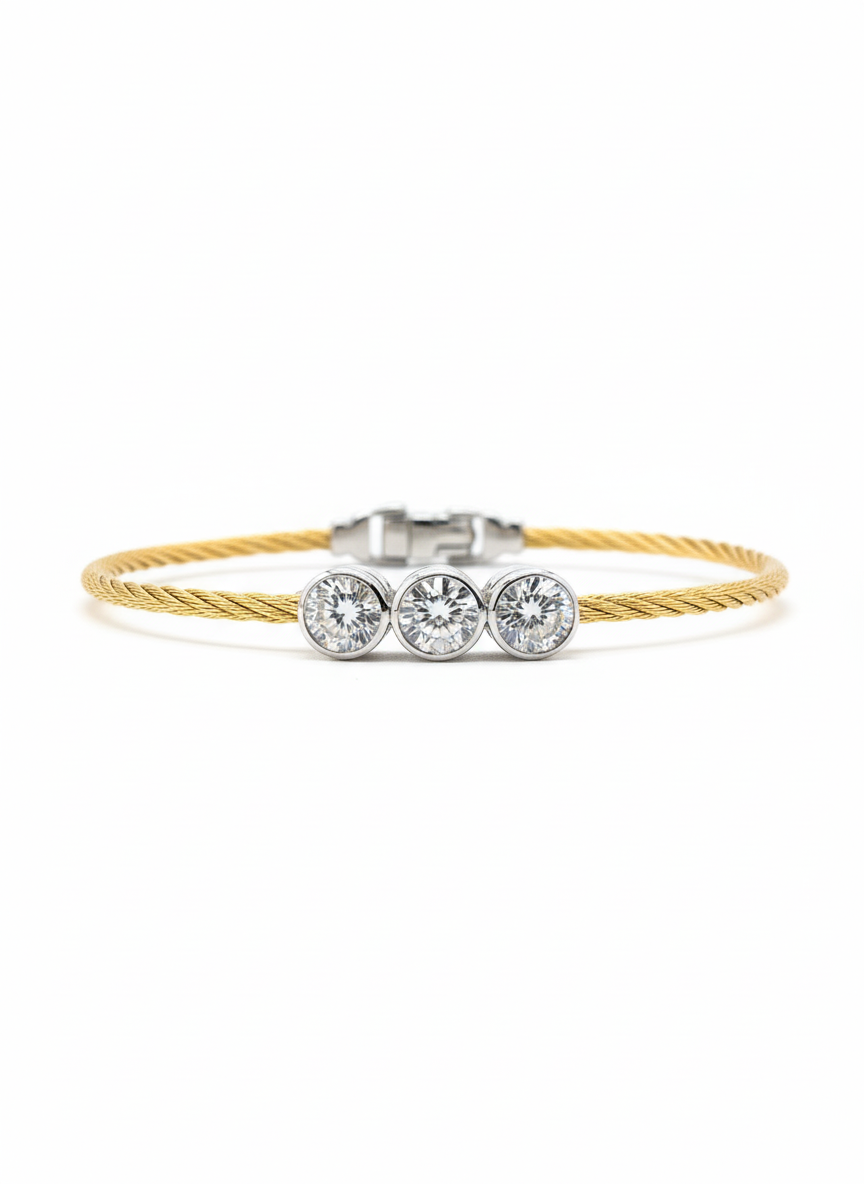 ALOR DAY DIAMOND 3-STONE BANGLE