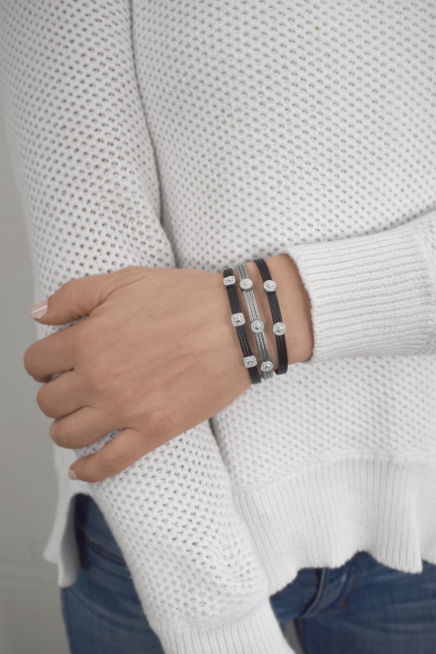 ALOR Double Round Classic Stackable Bracelet